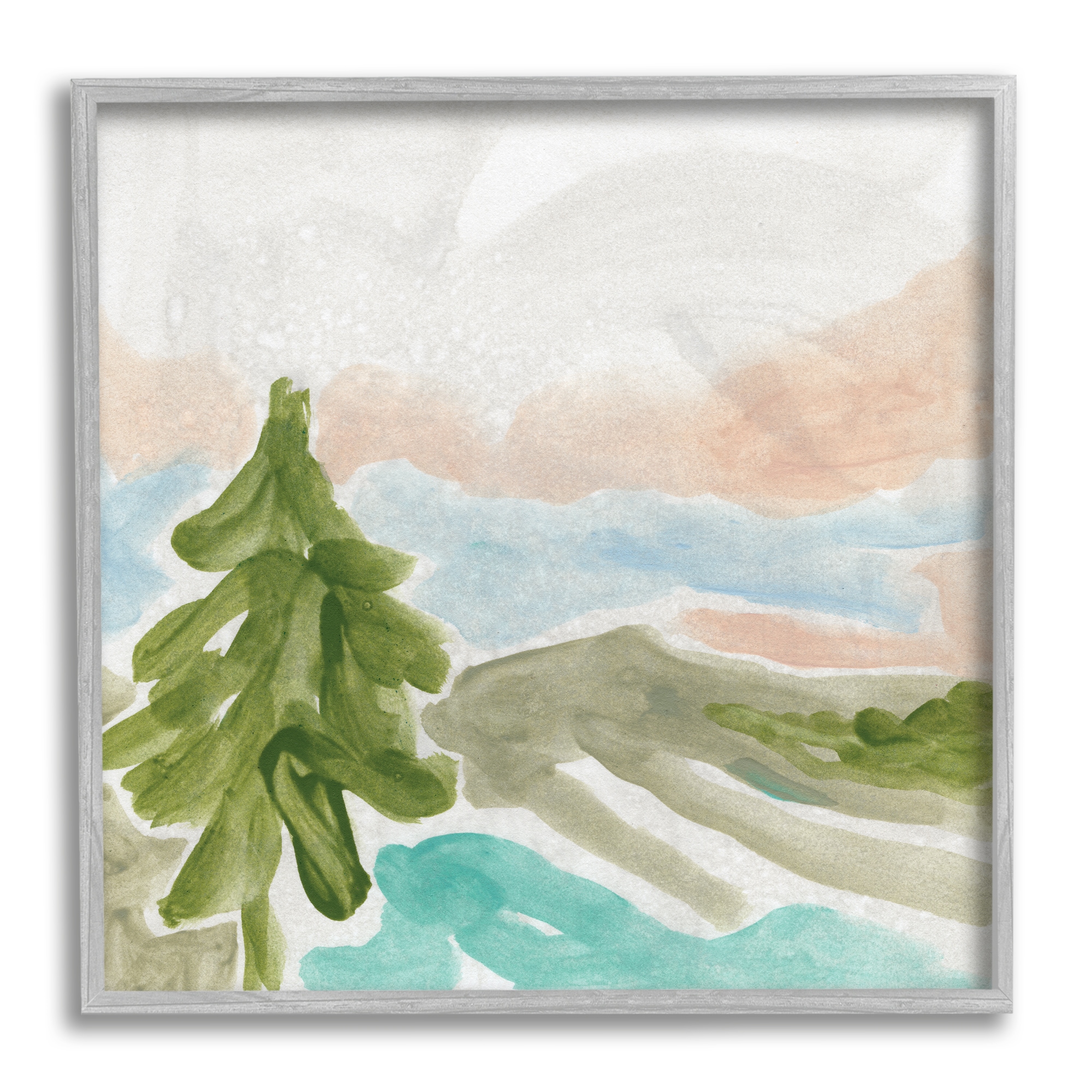 Stupell Industries AE-529-GFF-17X17 Tree Forest Landscape Abstract Lake Mountain Range June Erica Vess Framed 17-in H x 17-in W Abstract Print