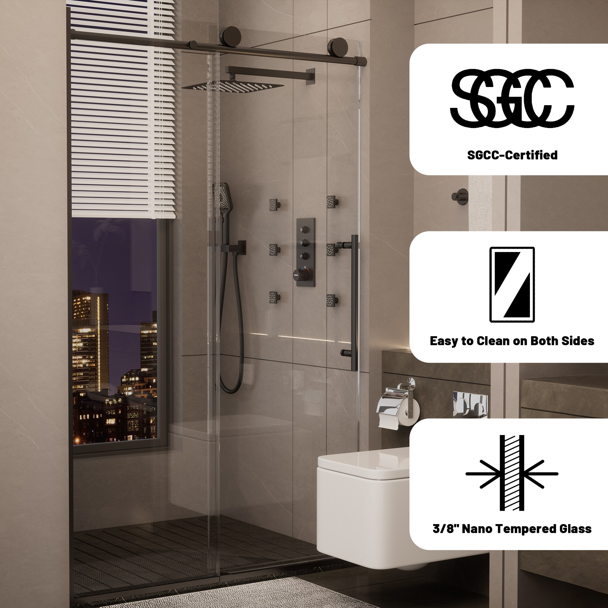 CASAINC CA-LBD6-4876MB Shower-Doors - View #5