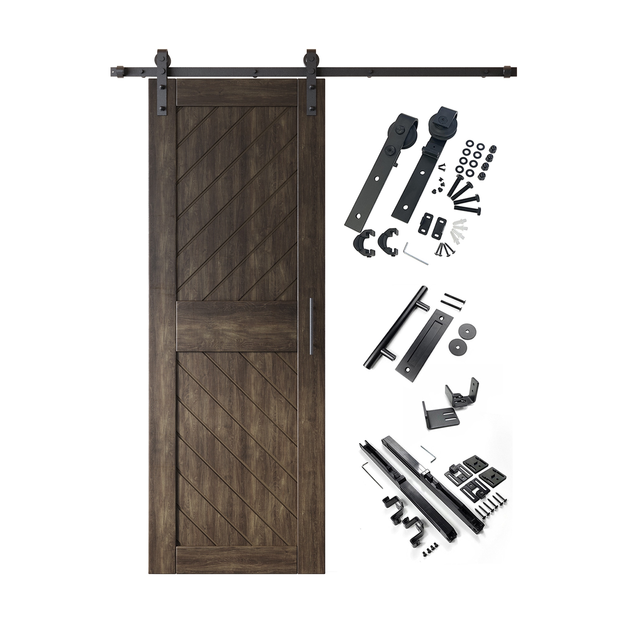 HOMACER YT1H054C-XT3-2684-EB 26-in x 84-in Ebony Prefinished Non-standard Pine Wood Solid core Single Barn Door (Hardware Included)
