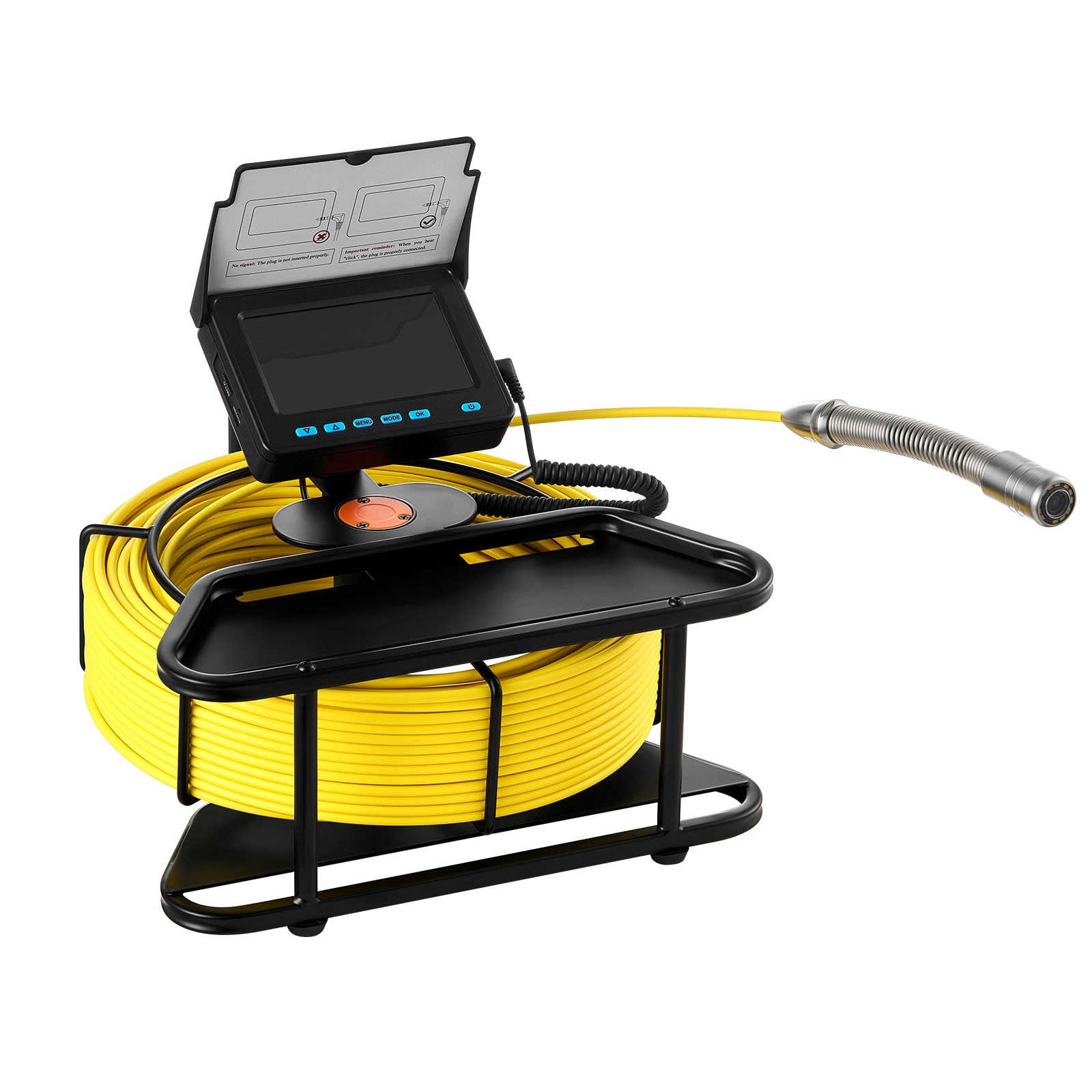 VEVOR Sewer Camera  98 ft/30m  Self-Leveling Drain Inspection Camera with 4.3in 1080P HD Screen  IP68 Waterproof Snake Plumbing Camera with Lights - 12 LEDs and 16GB Card for Sewer Line Duct Pipe