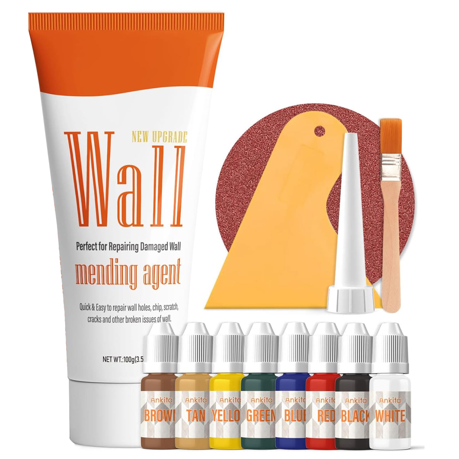 Etokfoks  Wall Repair Kit Spackle Paste Solution with Color Match Pigments Drywall Filler Scraper Exterior Wall Putty