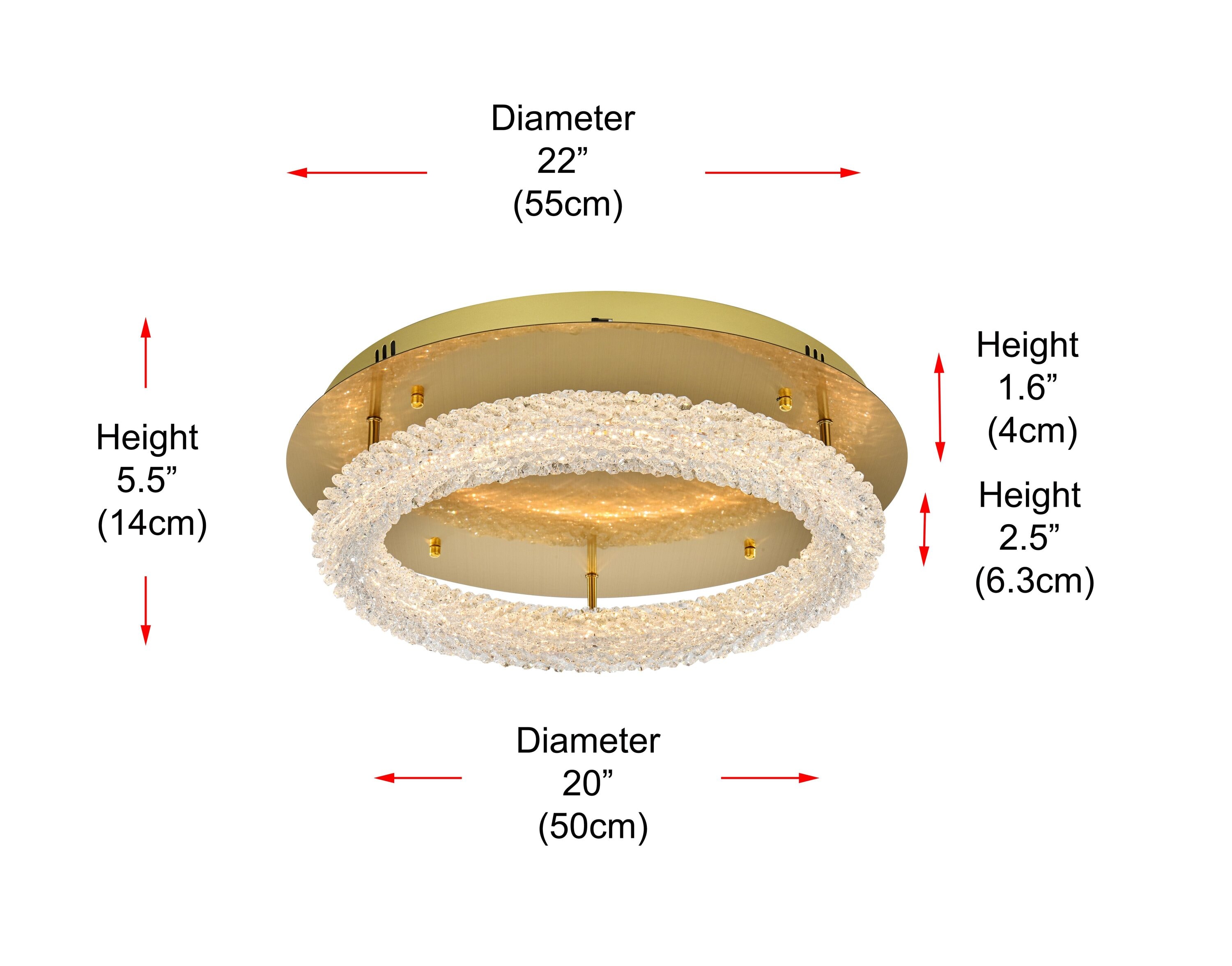 Bowen 22" Satin Gold Crystal LED Flush Mount Light