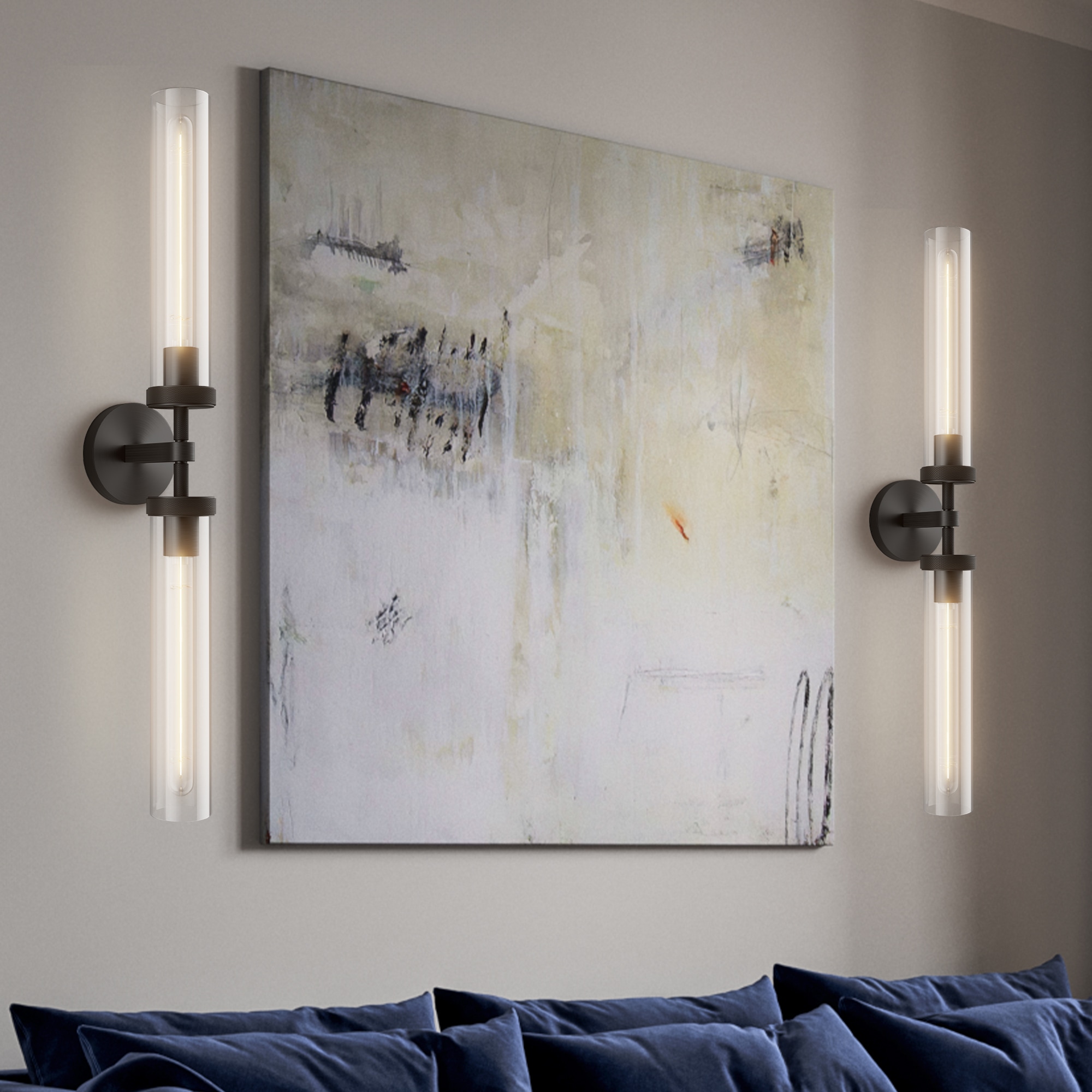 Kviflon 18 In 1 - Light Dimmable Armed Flush Mounted Black Wall Sconces Wall Lights(Set of 2)