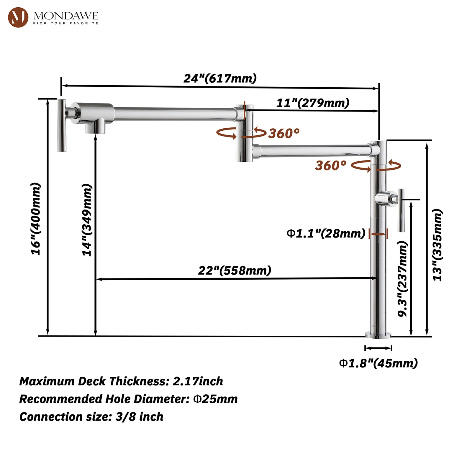 Mondawe OR-20CHES-DG Kitchen-Faucets - View #7