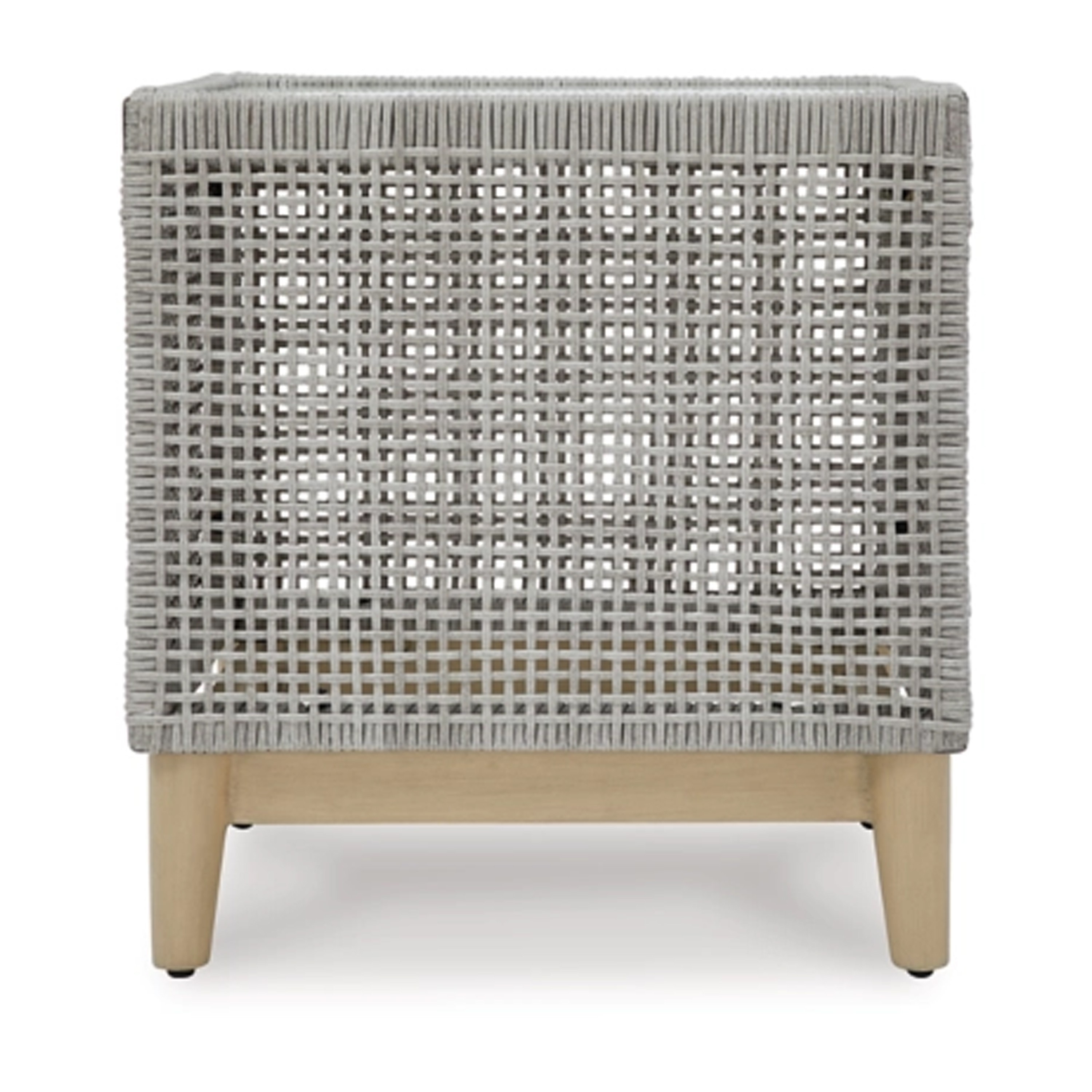Gray Square Resin Wicker Outdoor End Table with Glass Top