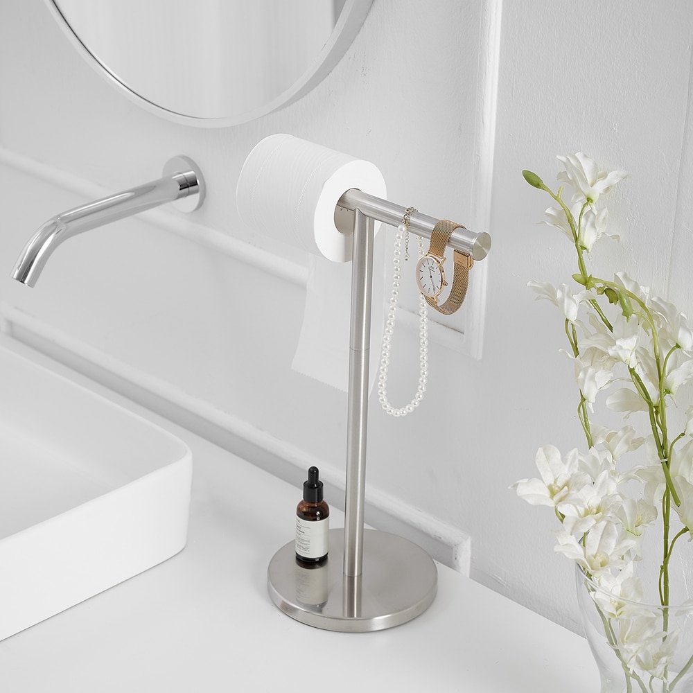 BWE Brushed Nickel Freestanding Single Post Toilet Paper Holder in the ...