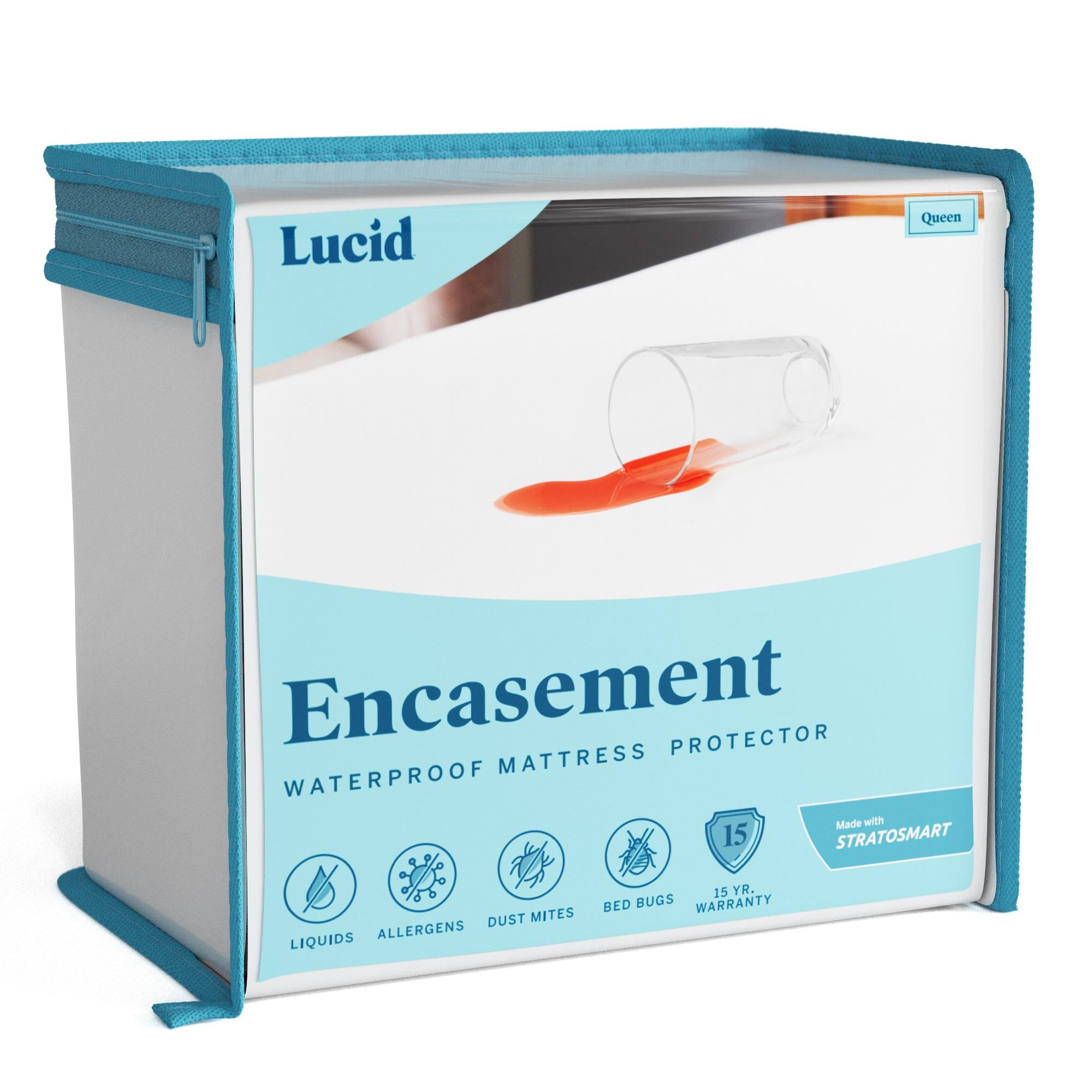 LUCID Comfort Collection LUCC0PTXEP 39-Inches D Polyester Twin extra long Encasement Hypoallergenic Mattress cover with Bed Bug Protection