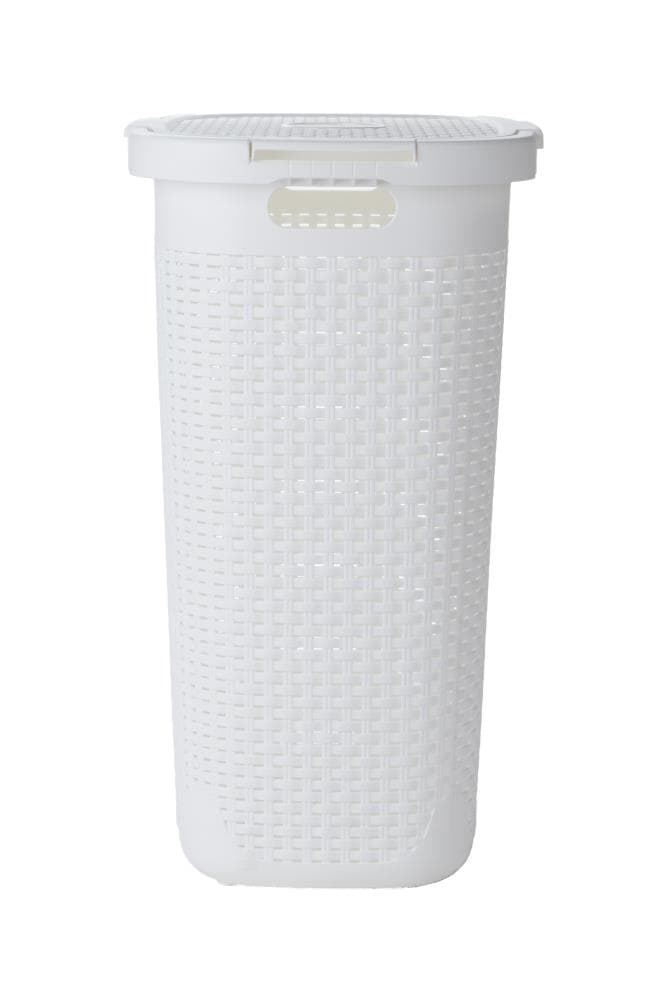 Circular Plastic Laundry Bin Linen Washing Basket Storage Hamper With Lid 50 LTR 