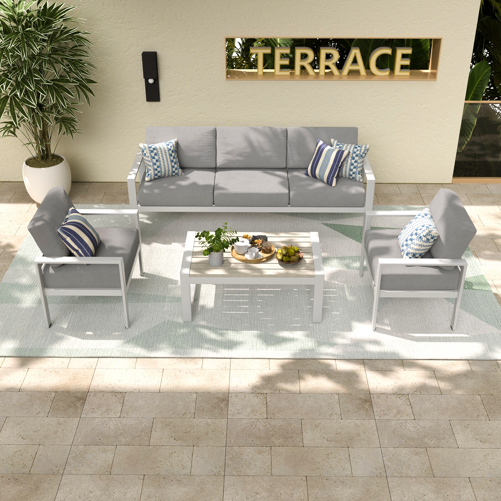 GARSING BOLOGNA SET-WHITE Patio-Conversation-Sets - View #7