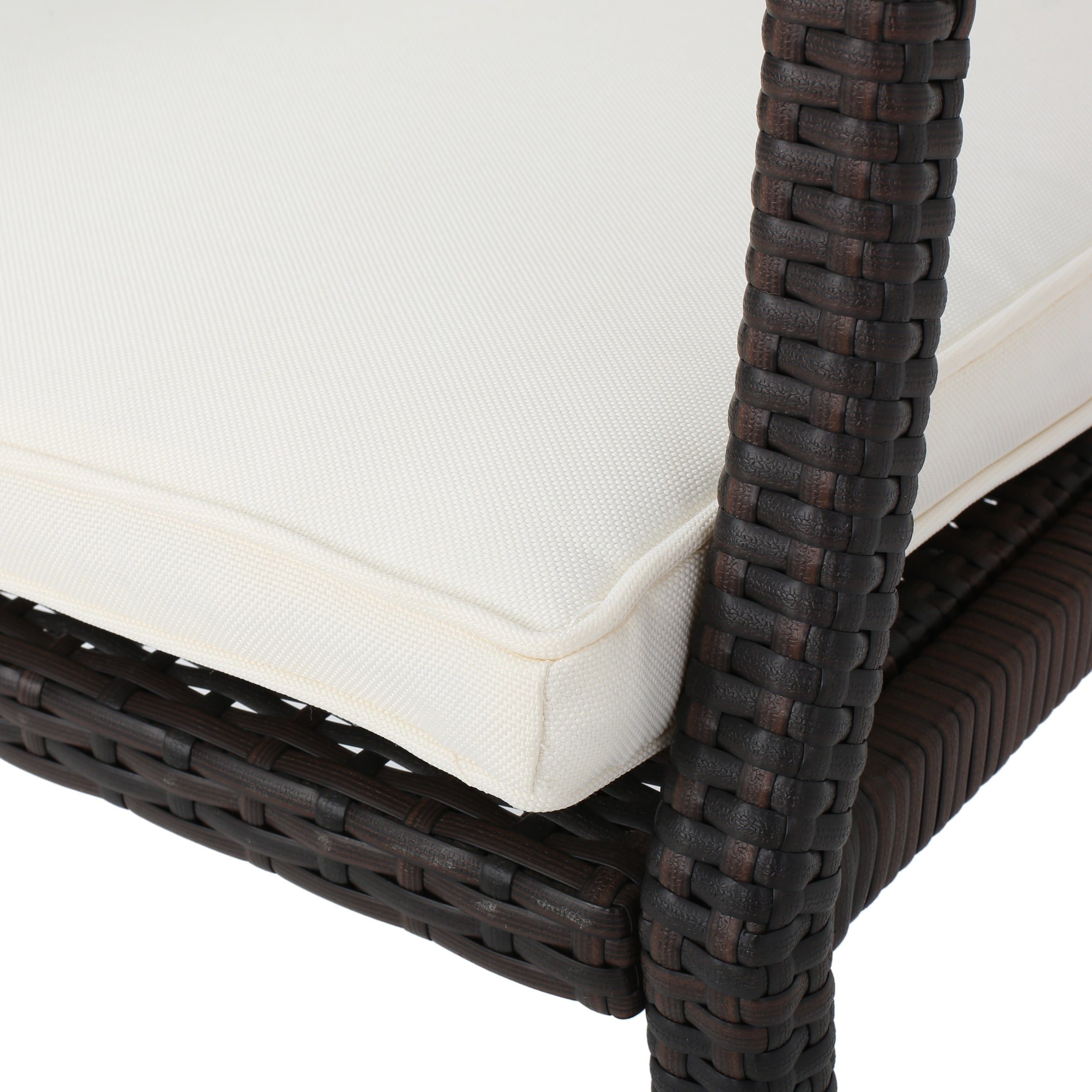 Set of 2 Brown Wicker Outdoor Dining Chairs with Cushions