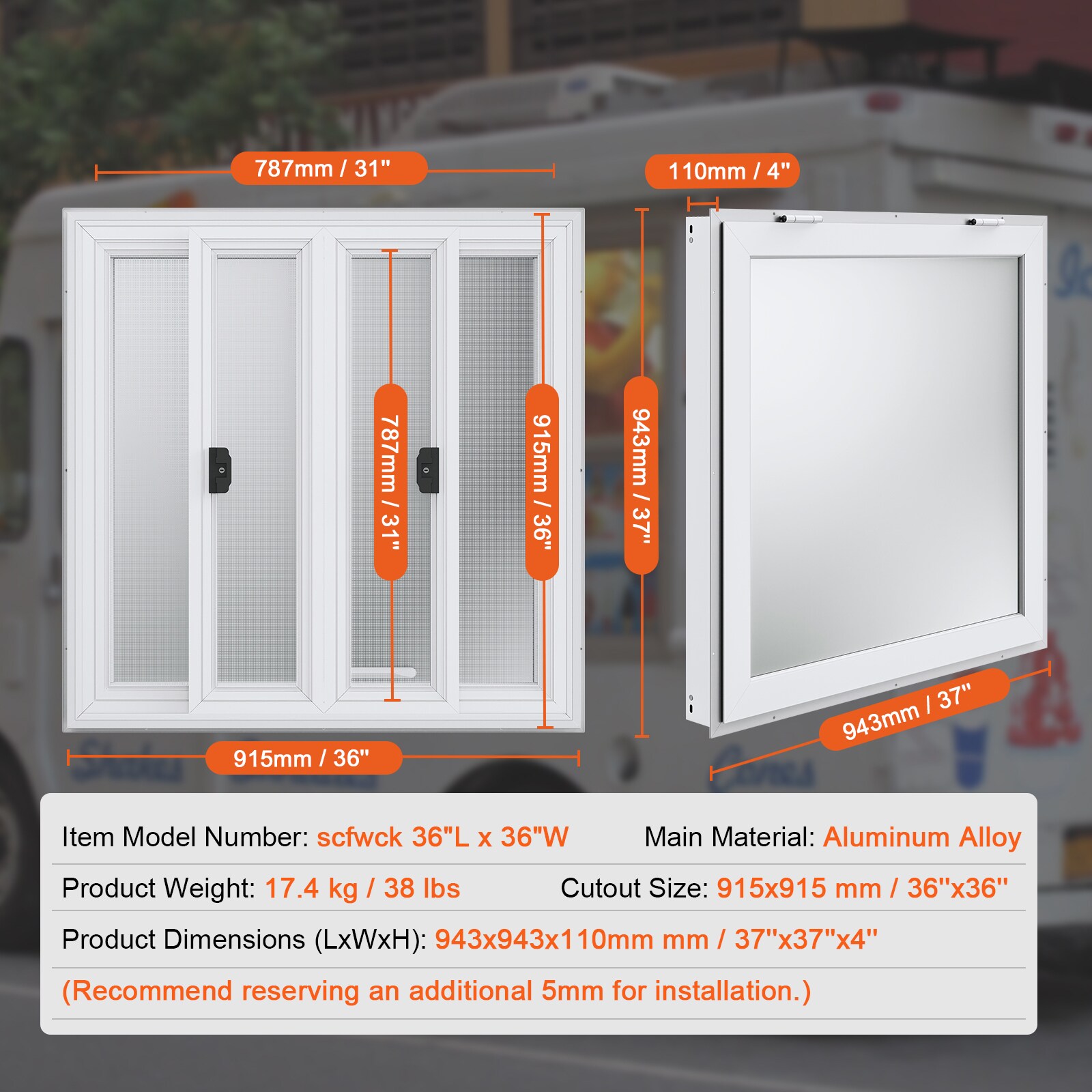 VEVOR SCSCFWCK36X303115V0 Awning-Windows - View #7