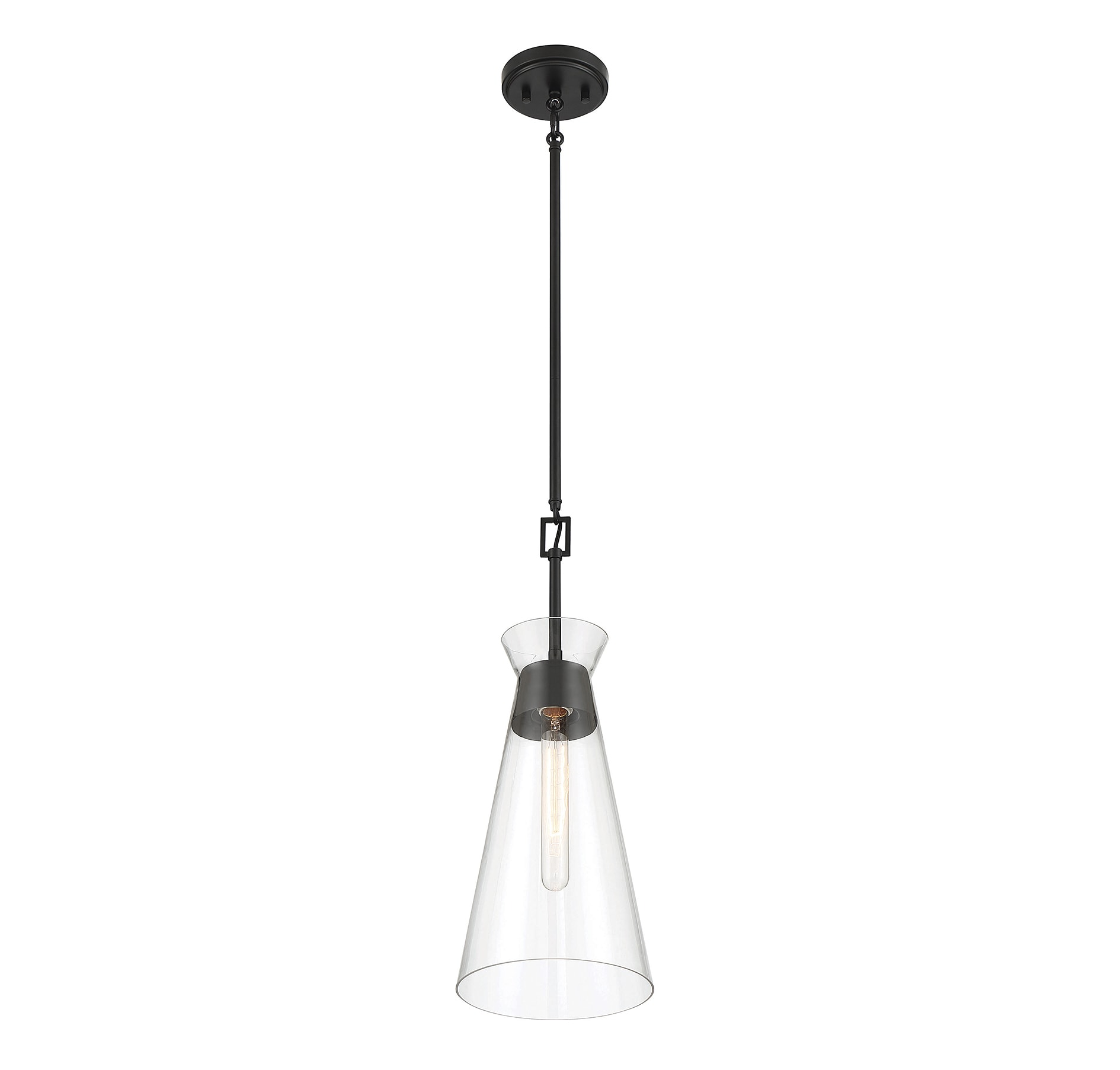 Matte Black Mid-Century Modern Glass Pendant Light