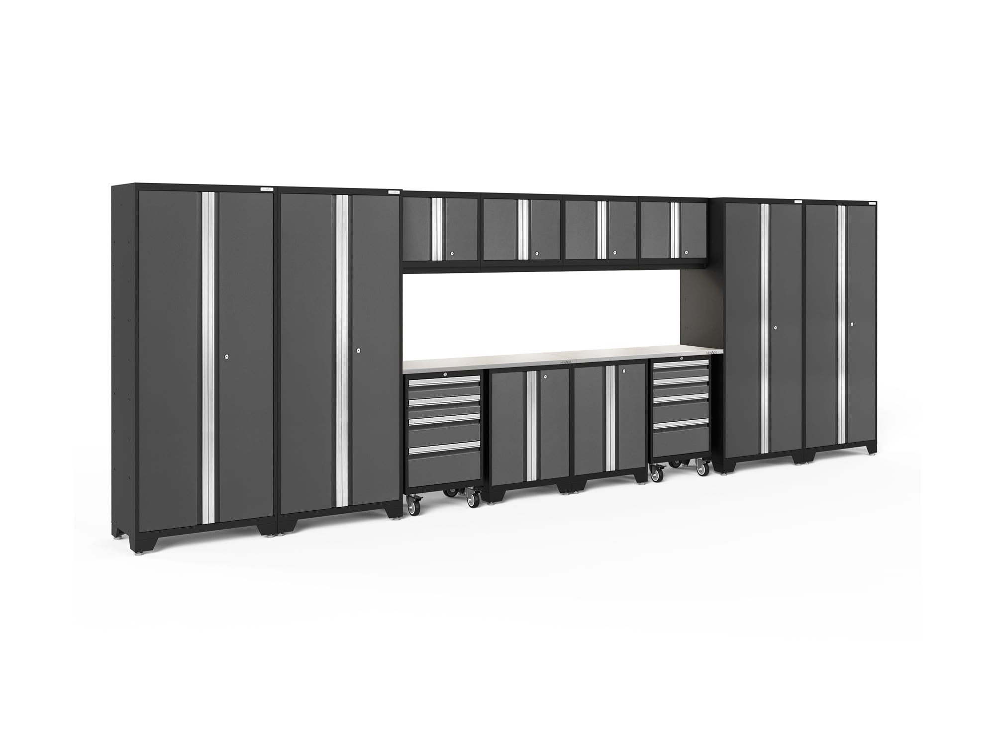 NewAge Products 50439 216.0-in W x 76.75-in H x 18.0-in D 12 -Cabinets Steel Charcoal Gray Garage Storage System
