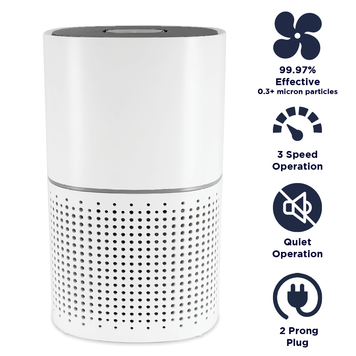 QuFresh Portable 3-Speed White HEPA Air Purifier (Covers: 270-sq ft) QFAP-210 Sansujyuku sansujyuku.com