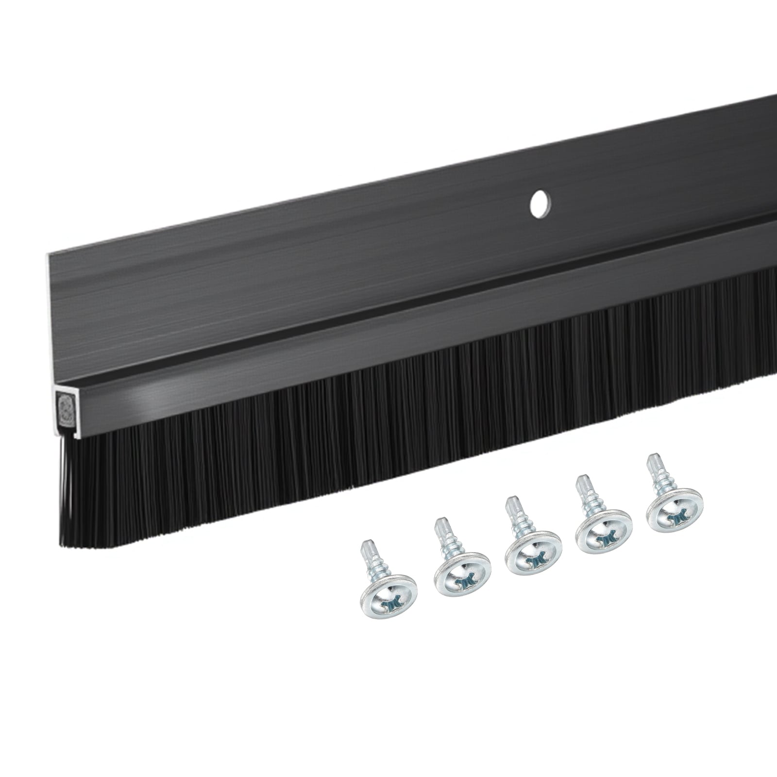 Unique Bargains Door Brush Bottom Sweep-1pc Weather Stripping with 0.79 Inch Black Nylon Brush Fits for Exterior Doors and Industrial Use-1.1 Inch Wide x 35.46 Inch Long Aluminum Alloy Base-Black #S26011900UX4715
