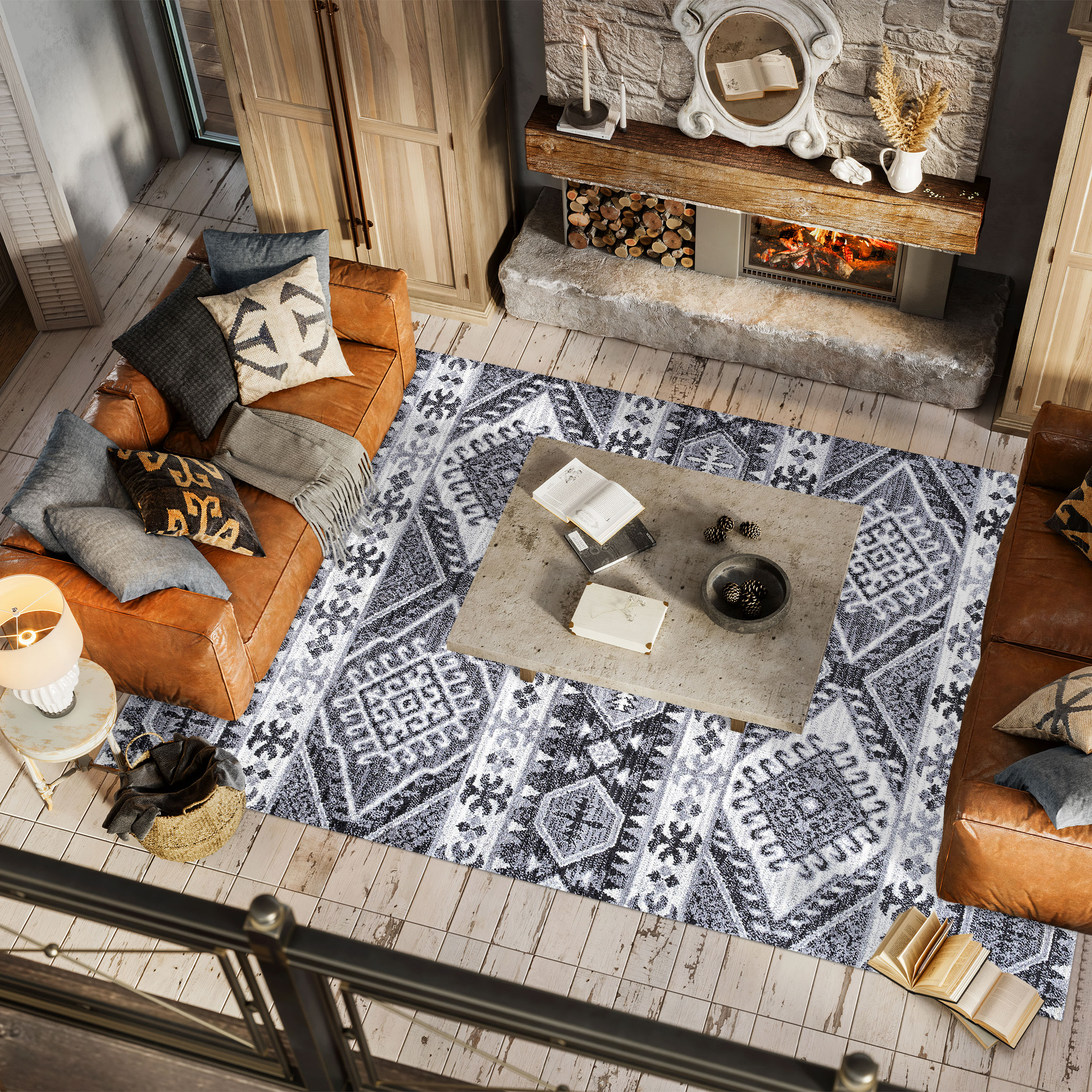 Moroccan Hype Geometric Gray 5x8 Synthetic Area Rug
