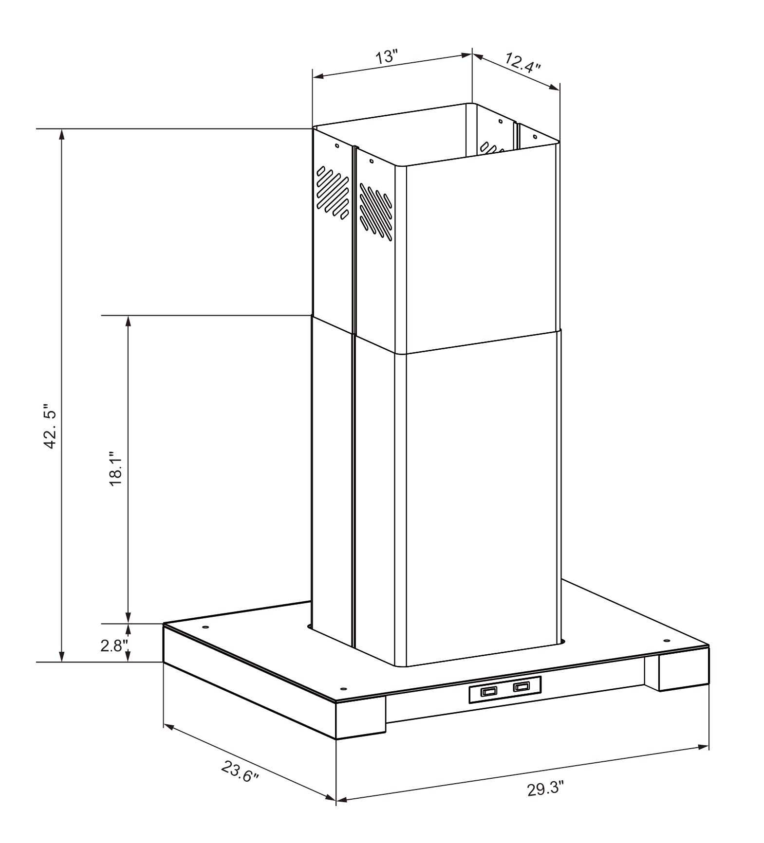 Winflo 30-in 286-CFM Convertible Stainless Steel Island Range Hood in ...