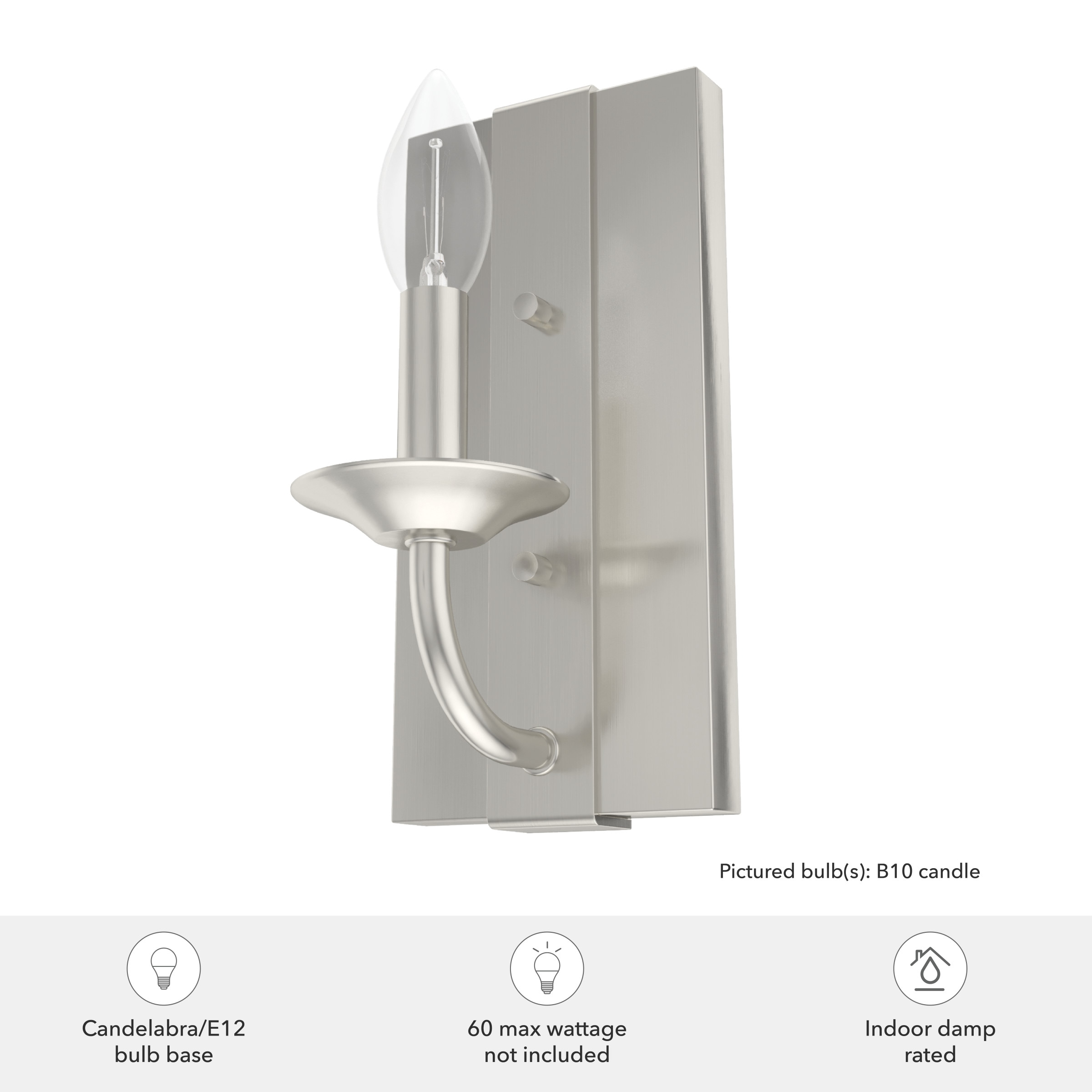 Perch Point Brushed Nickel Dimmable Wall Sconce, 10"