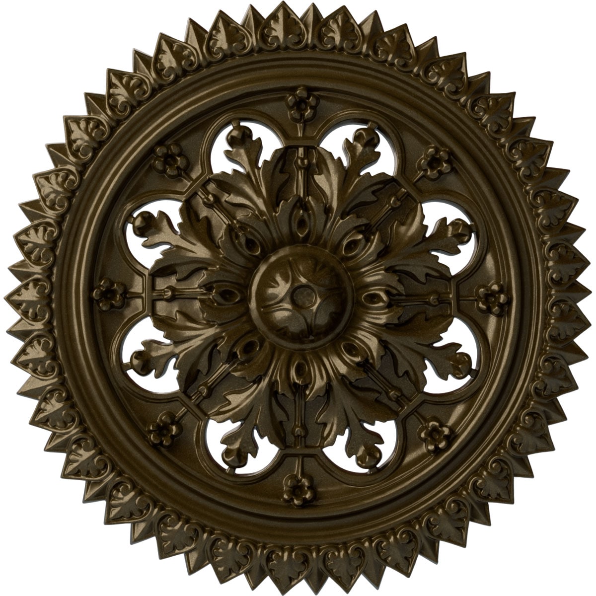Ekena Millwork CM21YOBRS York 21.625-in W x 21.625-in L Painted Brass Polyurethane Whole Ceiling Medallion