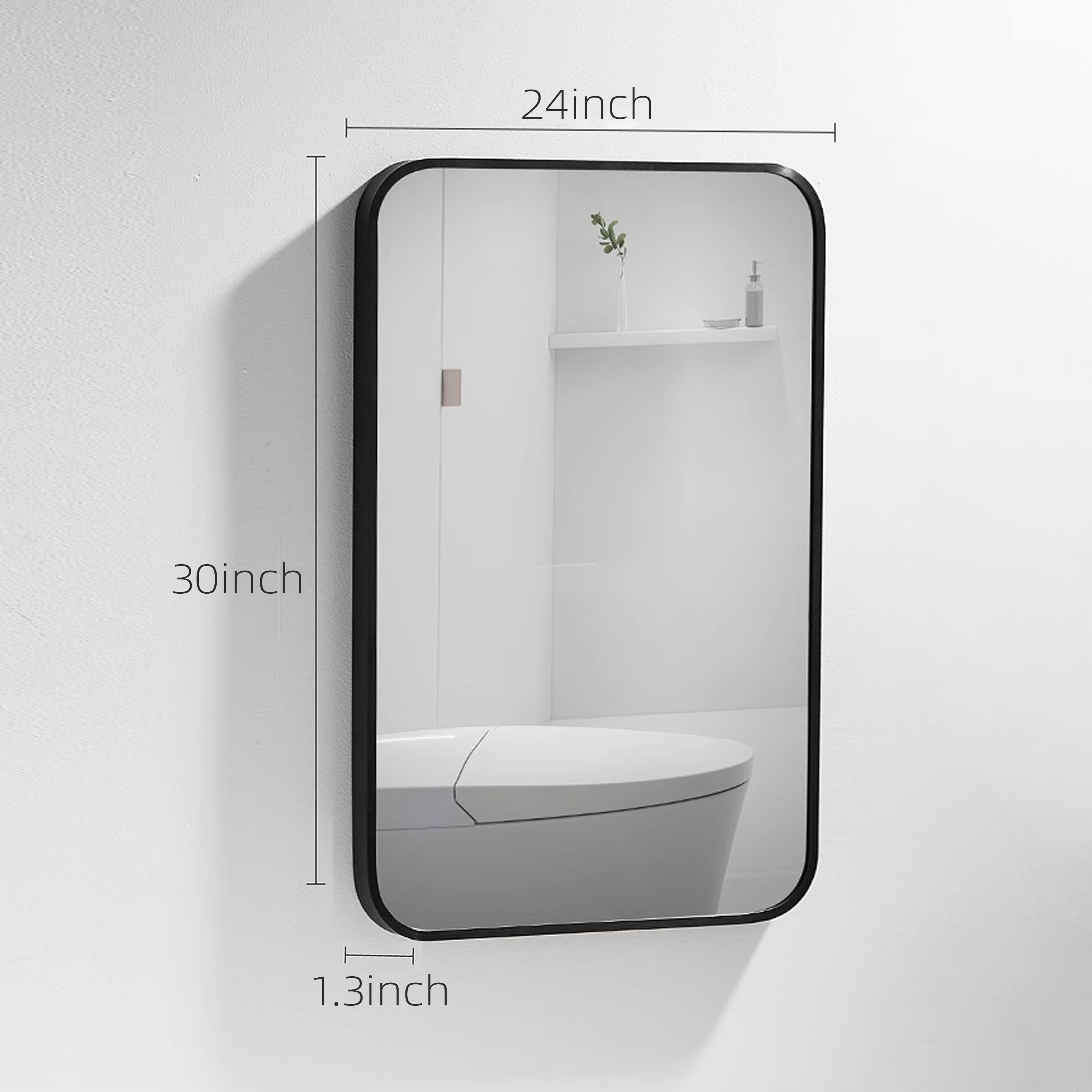 Forclover 24-in x 30-in Framed Rectangle Bathroom Vanity Mirror (Black ...