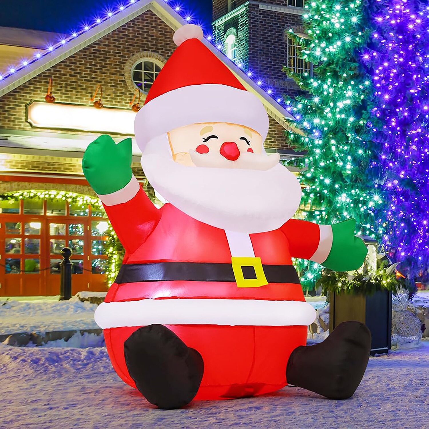 GOOSH 5 FT Inflatable Santa Claus with LEDs and Storage Bag