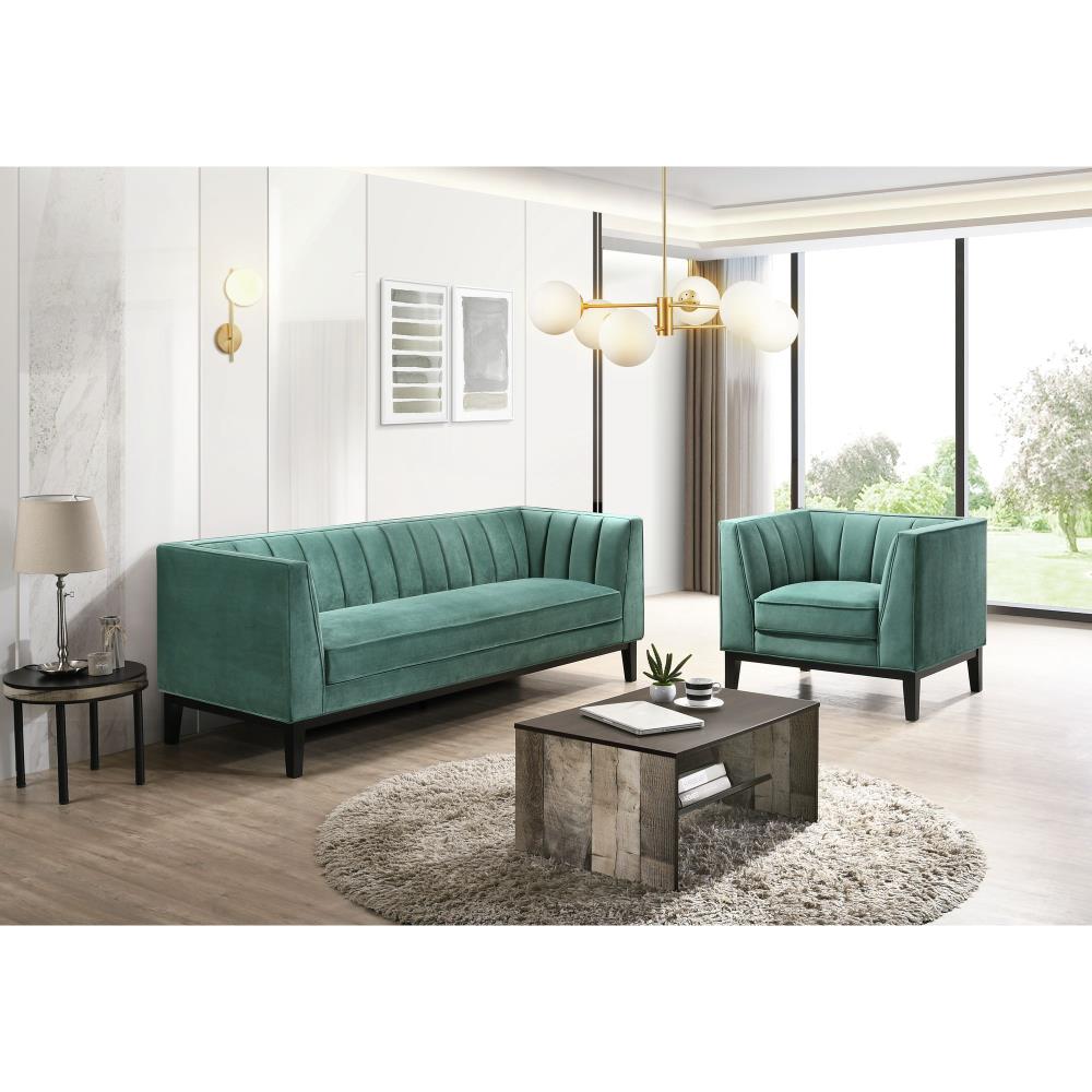 Picket House Furnishings UCI36802PC Calabasas Modern Polyester/Polyester Blend Marine Green Living Room Set