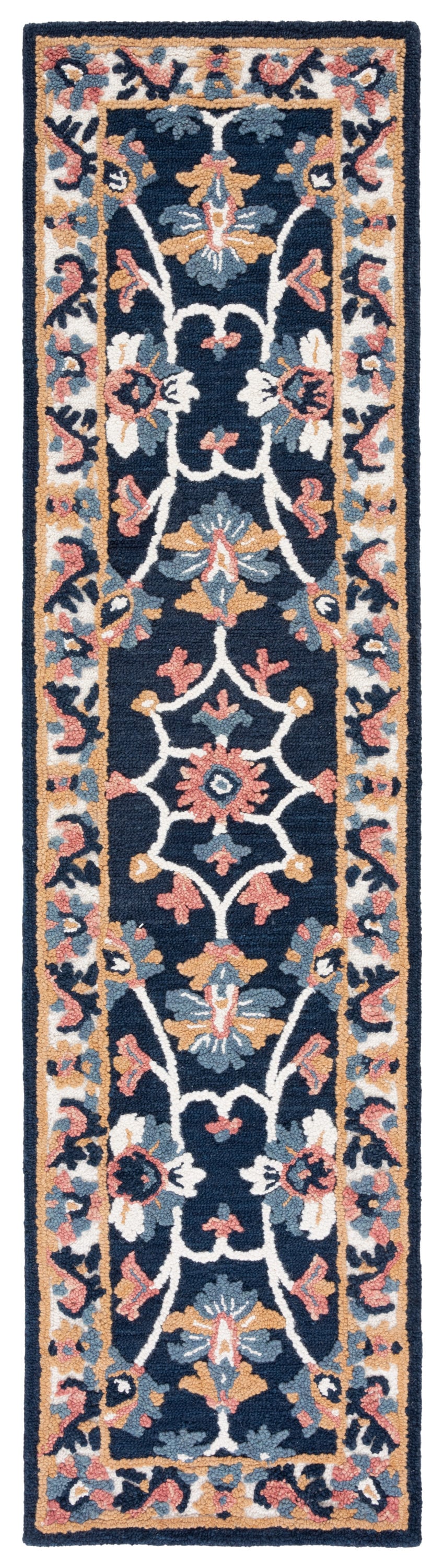Countryside Blossom Hand-Tufted Blue Wool Area Rug - Easy Care, Reversible