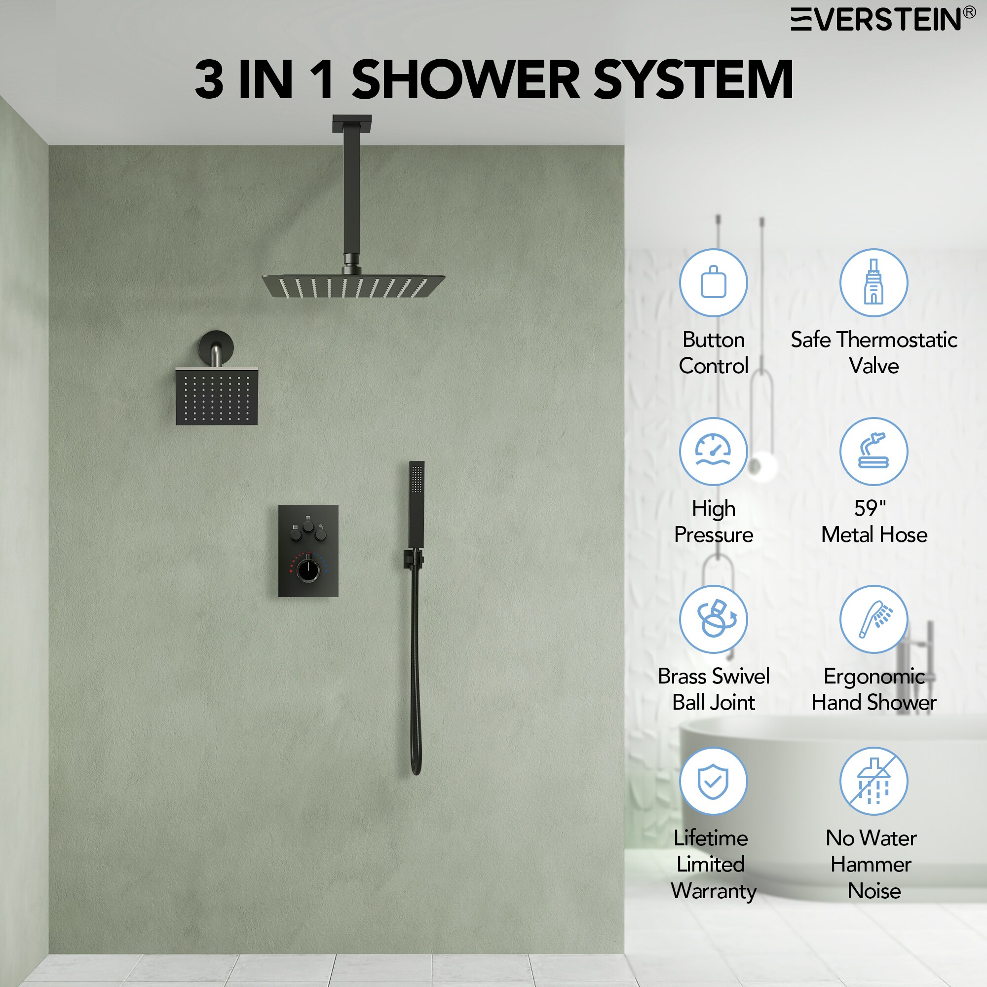EVERSTEIN Q-922-OTOP Showerhead-Bar-Panels - View #9