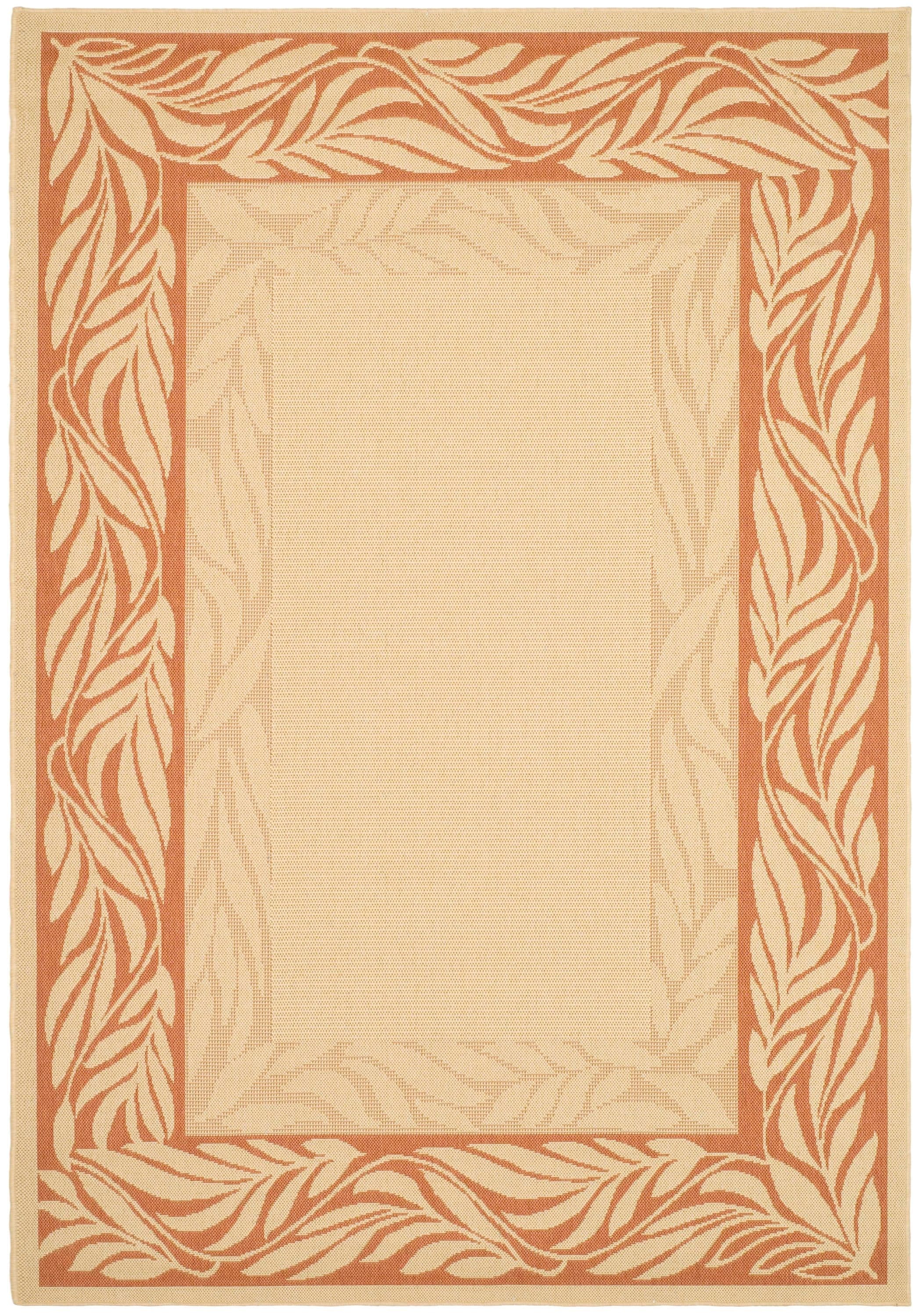 Safavieh CY1551-3201-8 Courtyard Wreaths 8 x 11 (ft) Loomed Polypropylene Natural/Terra Rectangular Indoor/Outdoor Border Coastal Area rug