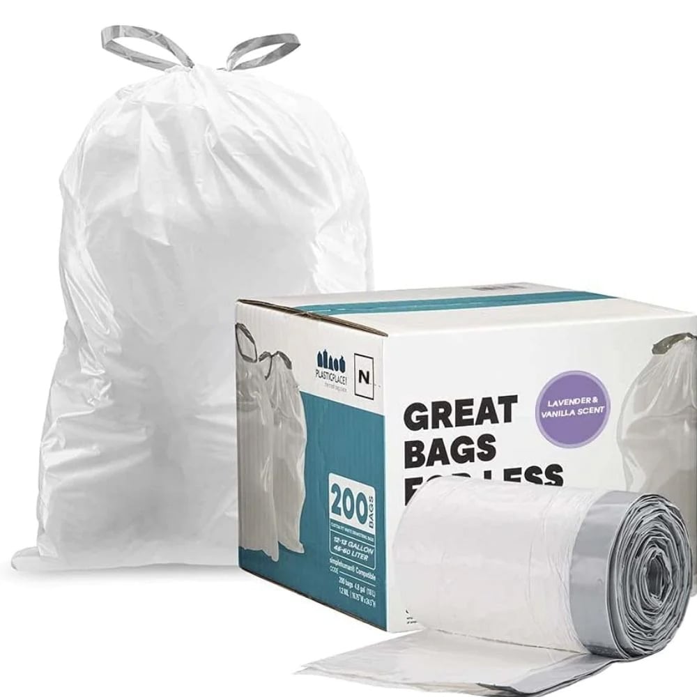 Plasticplace 10-Gallons Lavender Vanilla White Plastic Kitchen Drawstring Trash  Bag (200-Count) in the Trash Bags department at