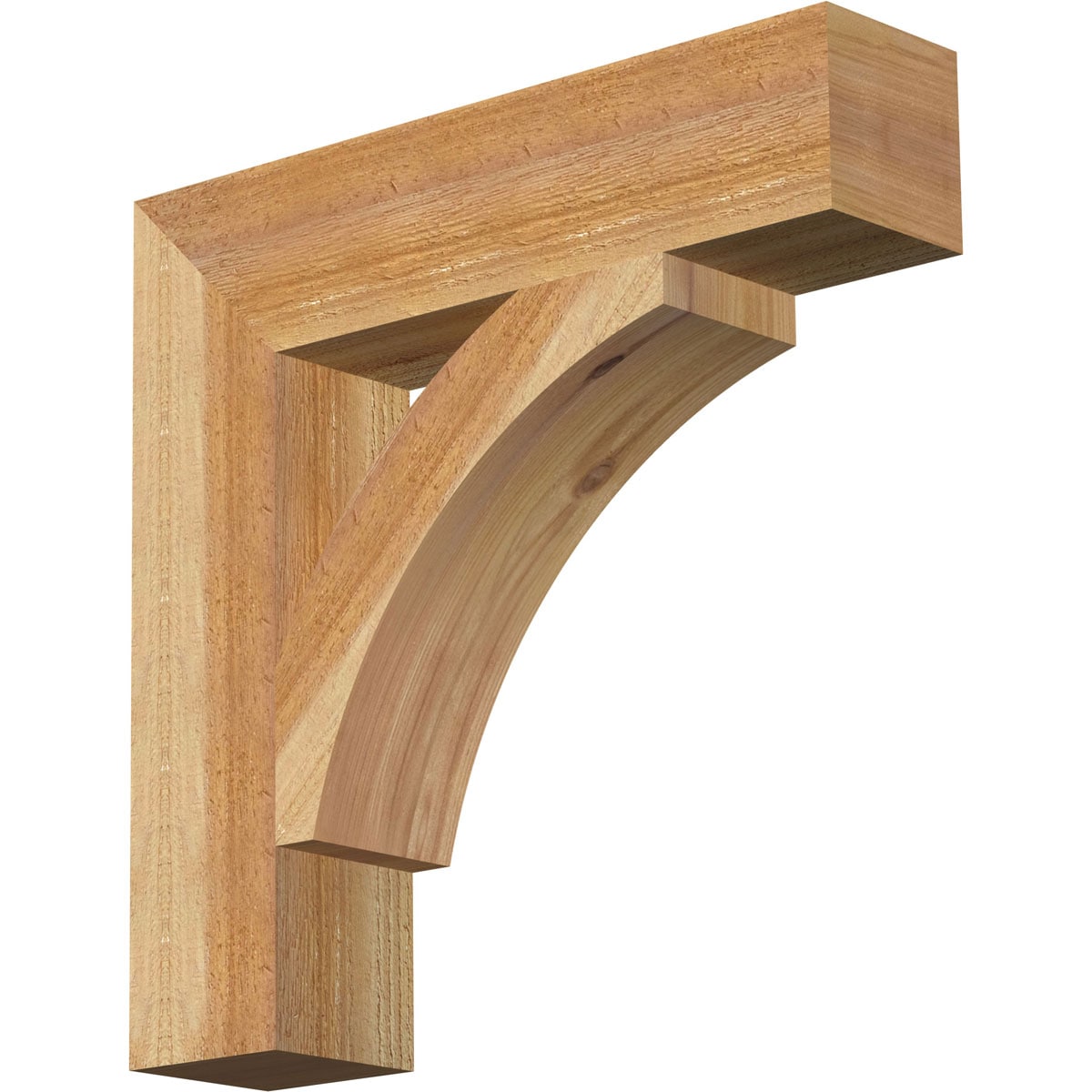 Ekena Millwork BKT04X18X18THR05RWR Thorton block rough sawn 4-in x 18-in x 18-in Western red cedar Brown Wood Standard bracket