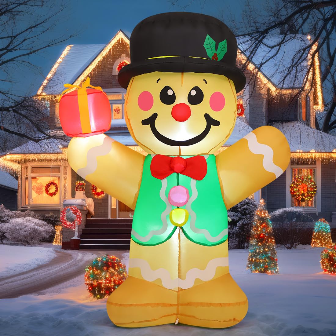 GOOSH DJ-SD-27151 5-ft Lighted Gingerbread Christmas Inflatable