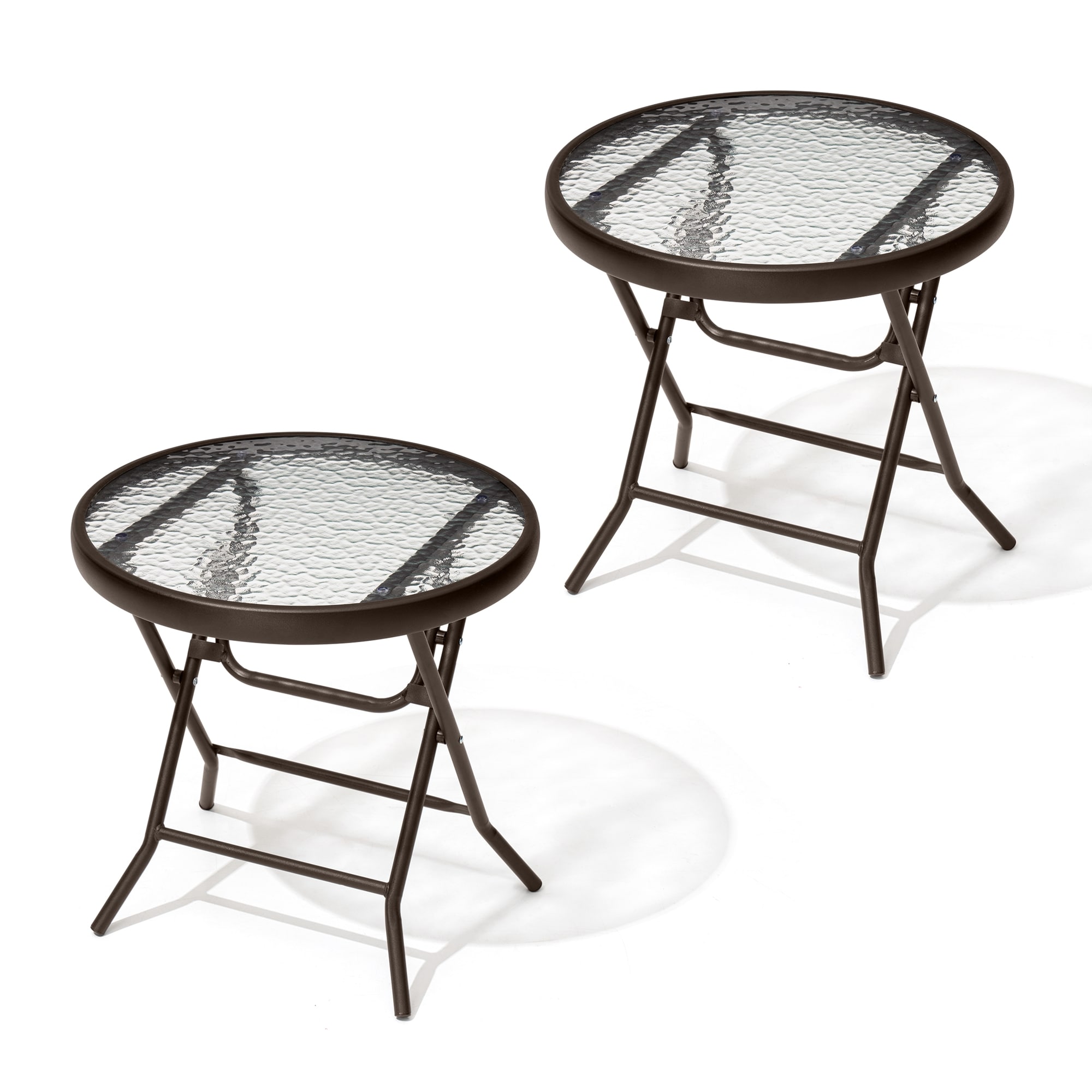 Crestlive Products CL-TB045BRN-2 Patio table Round Outdoor End Table 17.72-in W x 17.72-in L