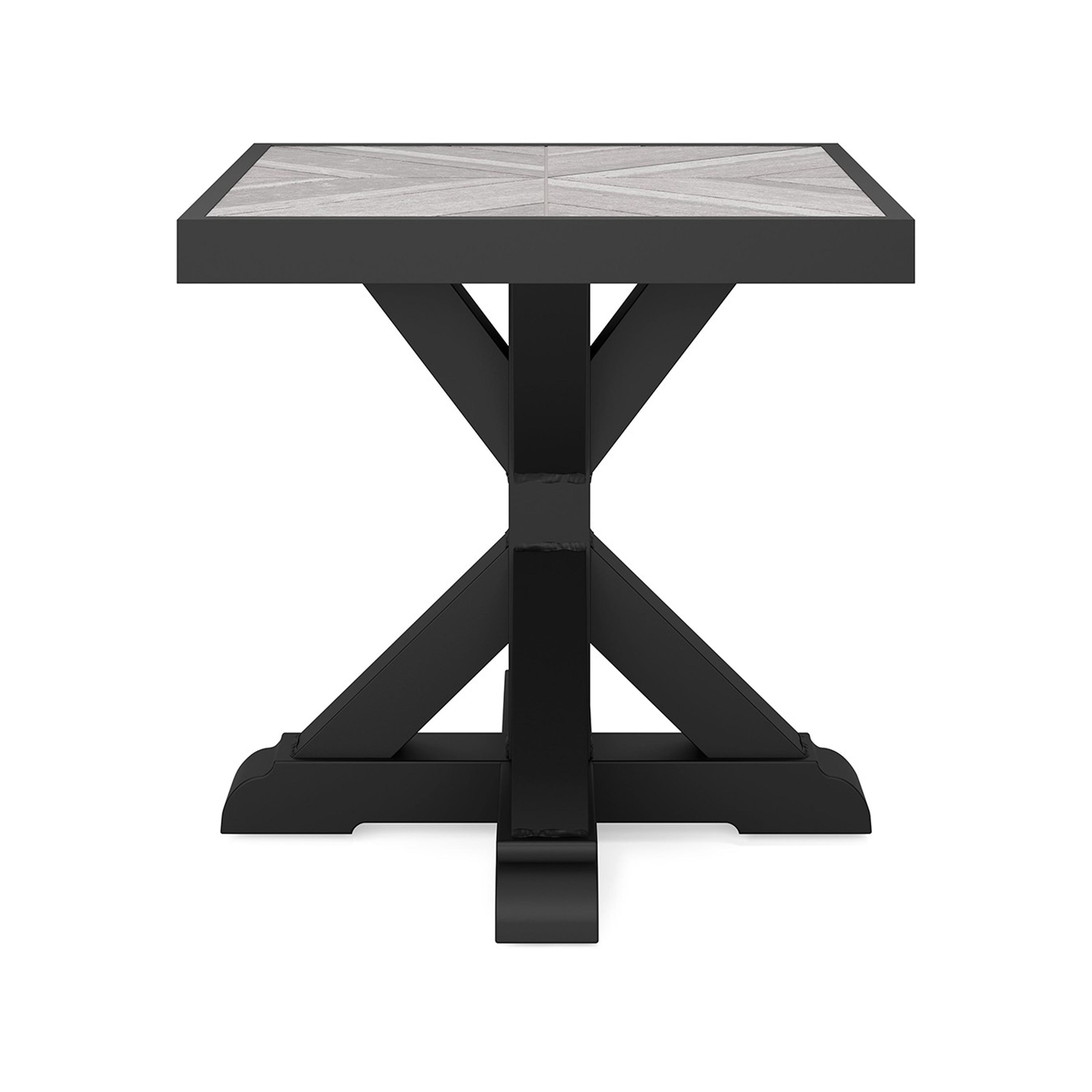 Beachcroft Black and Gray Square Outdoor End Table