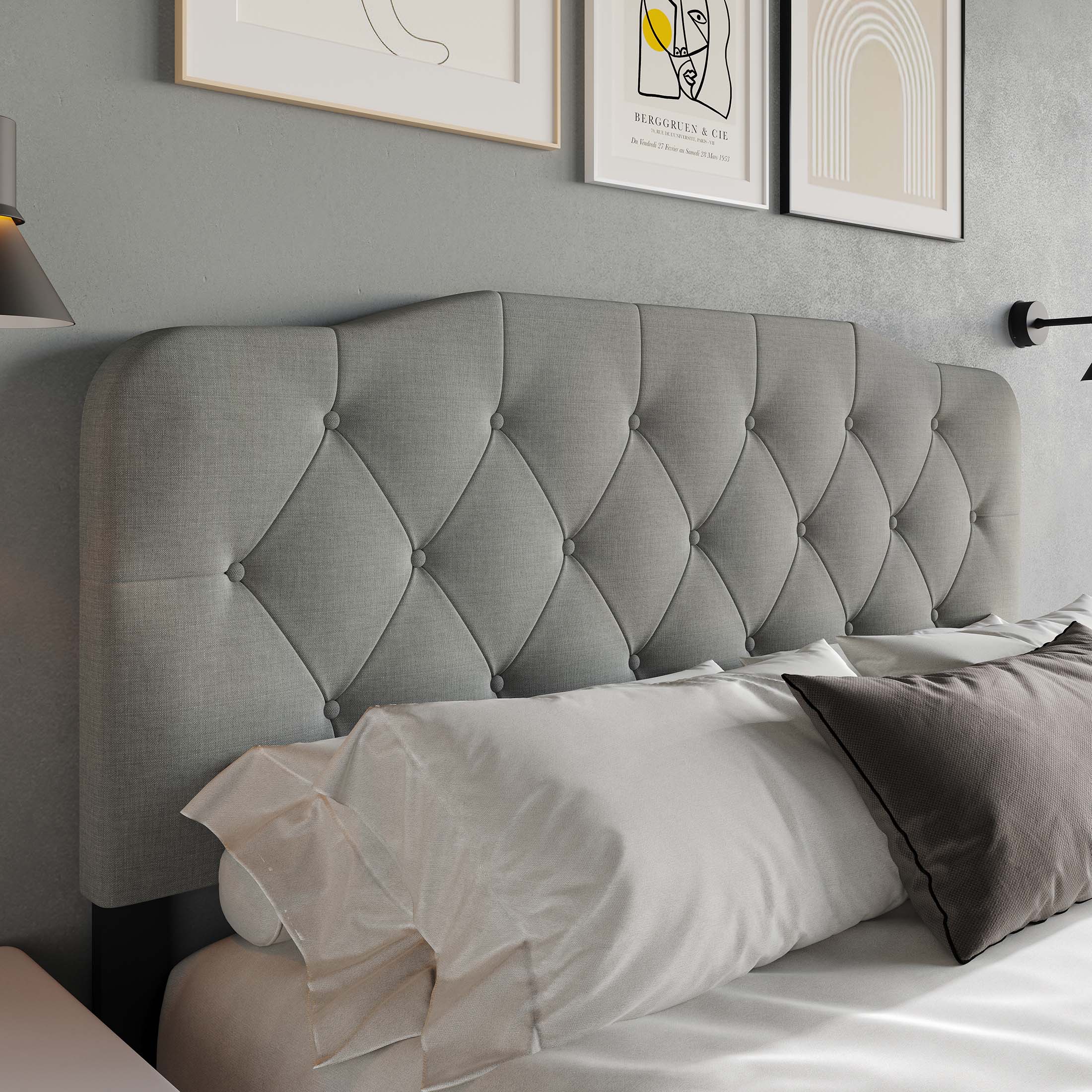 CasePiece C8238TUHB-LGY-LN Light Grey Twin Linen Upholstered Headboard