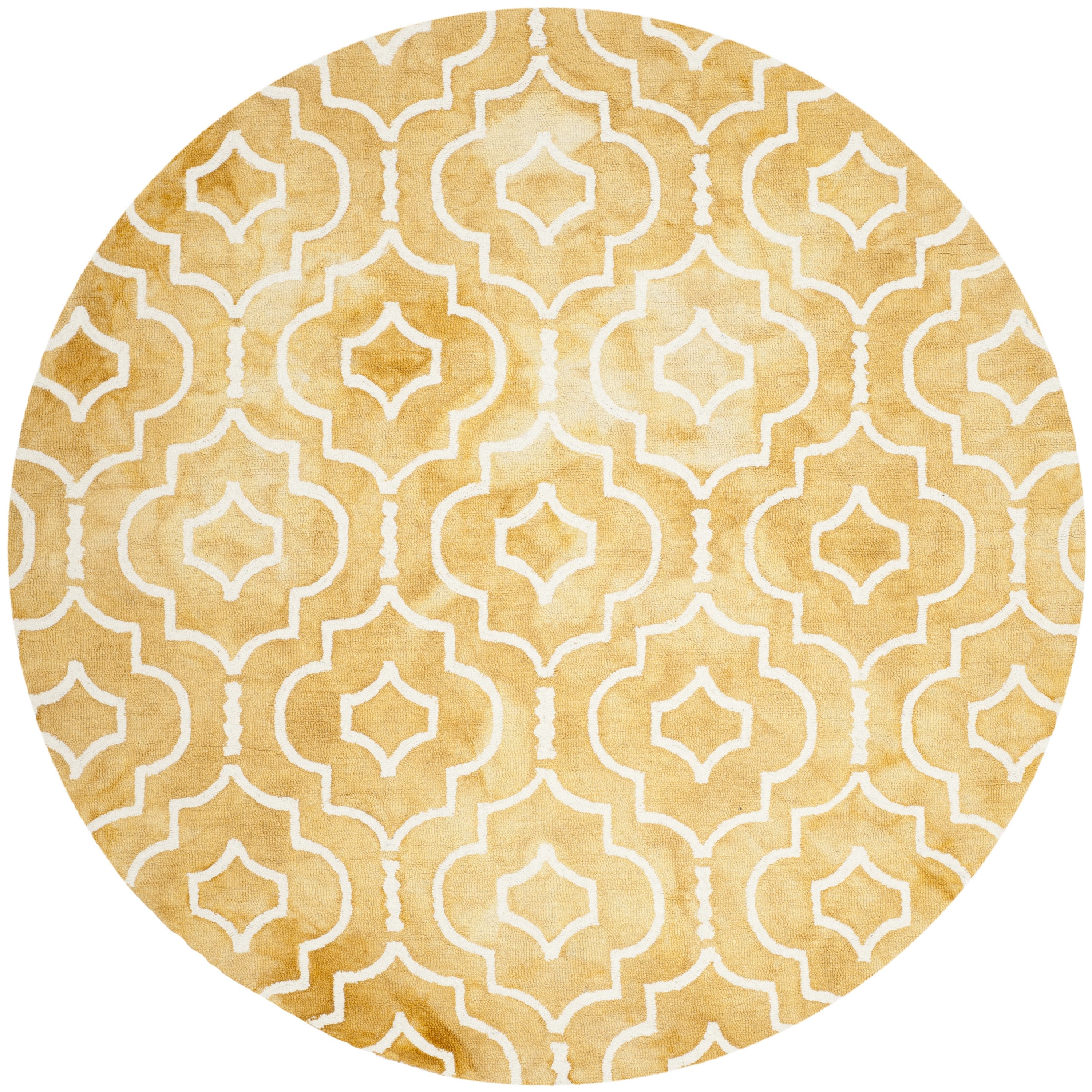 Safavieh DDY538H-7R Dip Dye Danna 7 x 7 (ft) Tufted Wool Gold/Ivory Round Indoor Geometric Bohemian/Eclectic Area rug