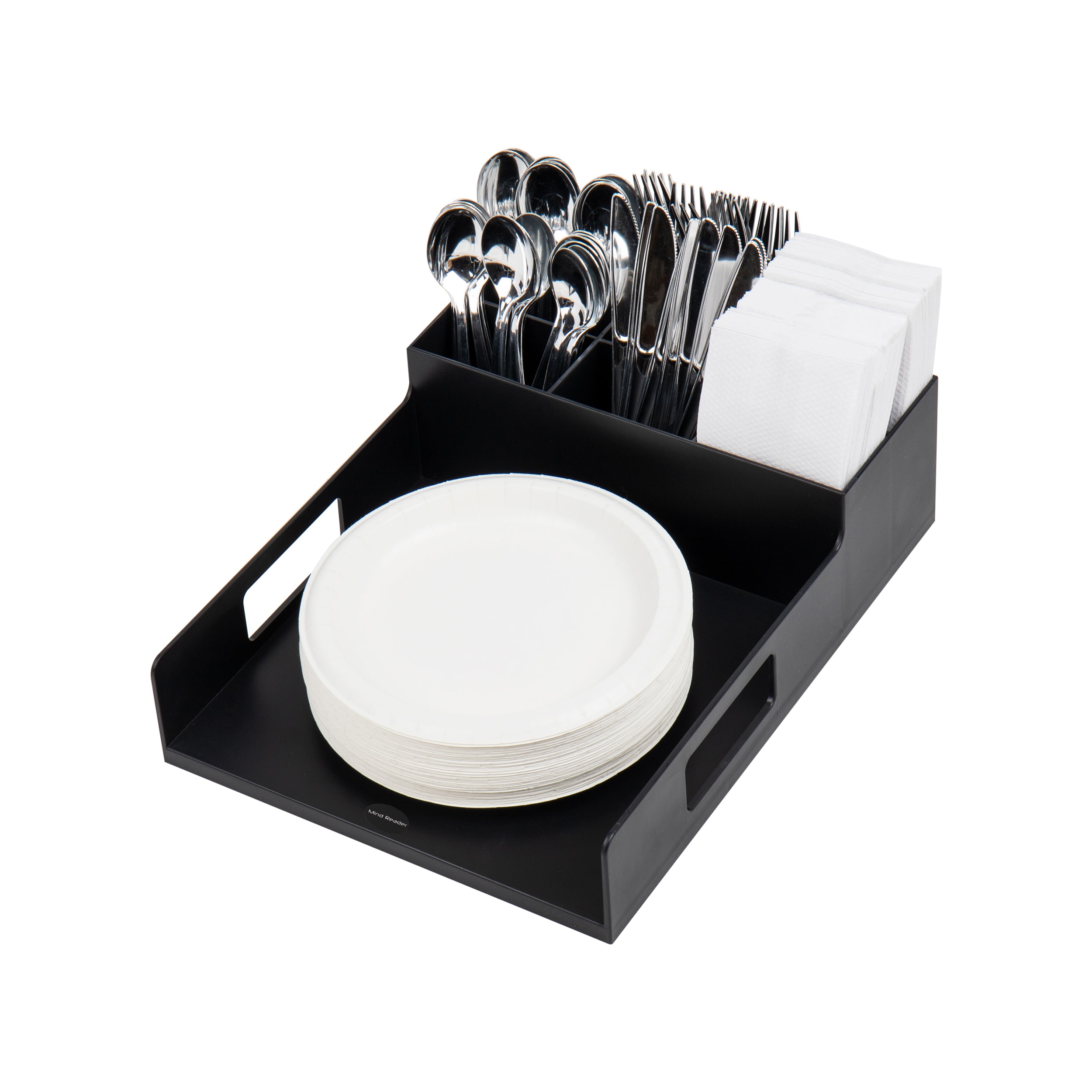Black Plastic 7-Compartment Cutlery Organizer Tray