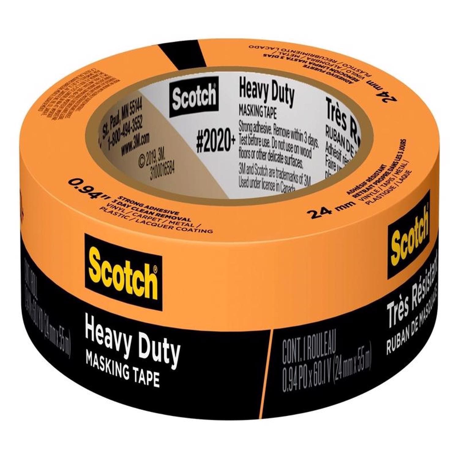 Scotch 0 94 in  W X 60 1 yd L Orange Strong Strength Masking Tape
