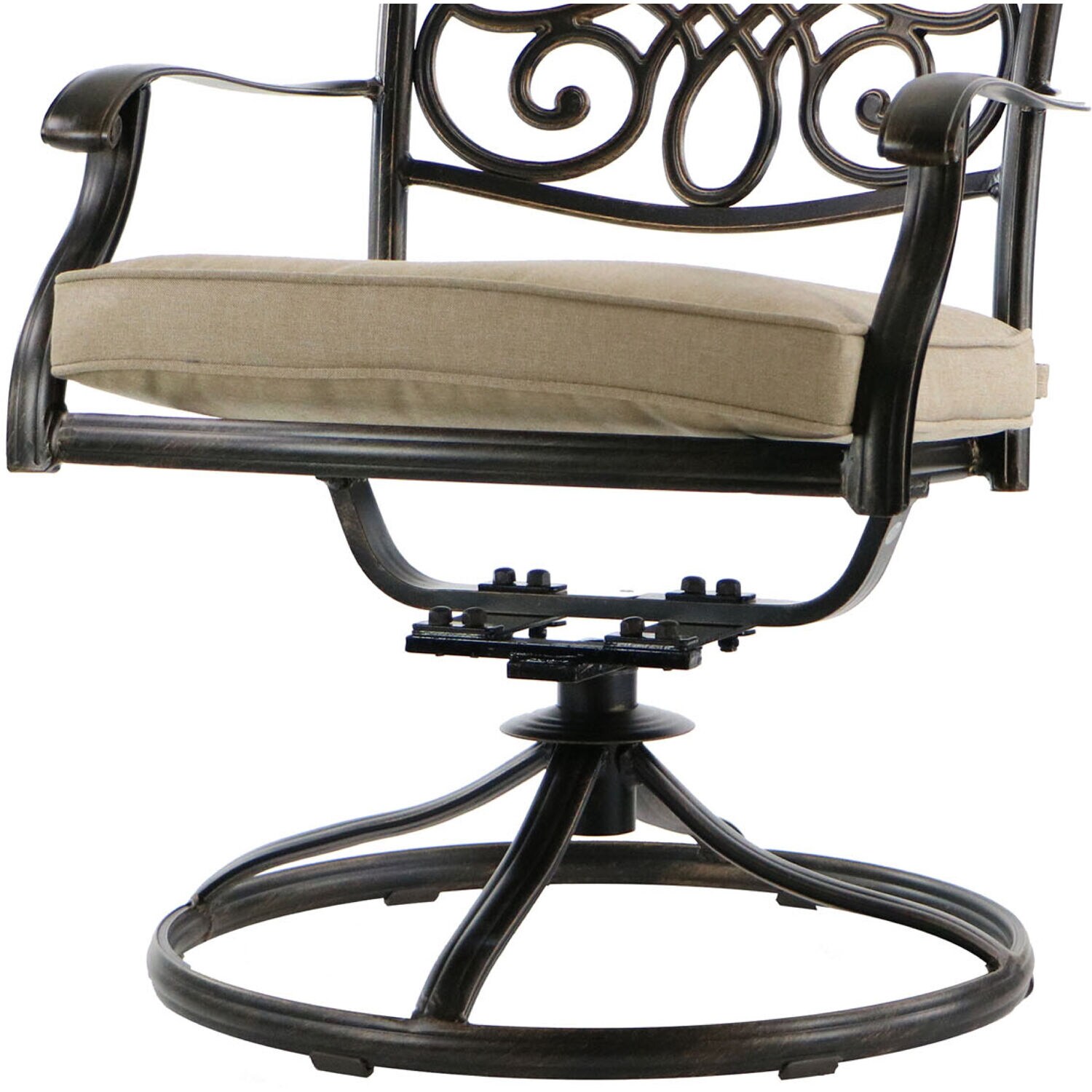 Hanover Traditions Bronze Aluminum 7-Piece Dining Set with Tan Cushions