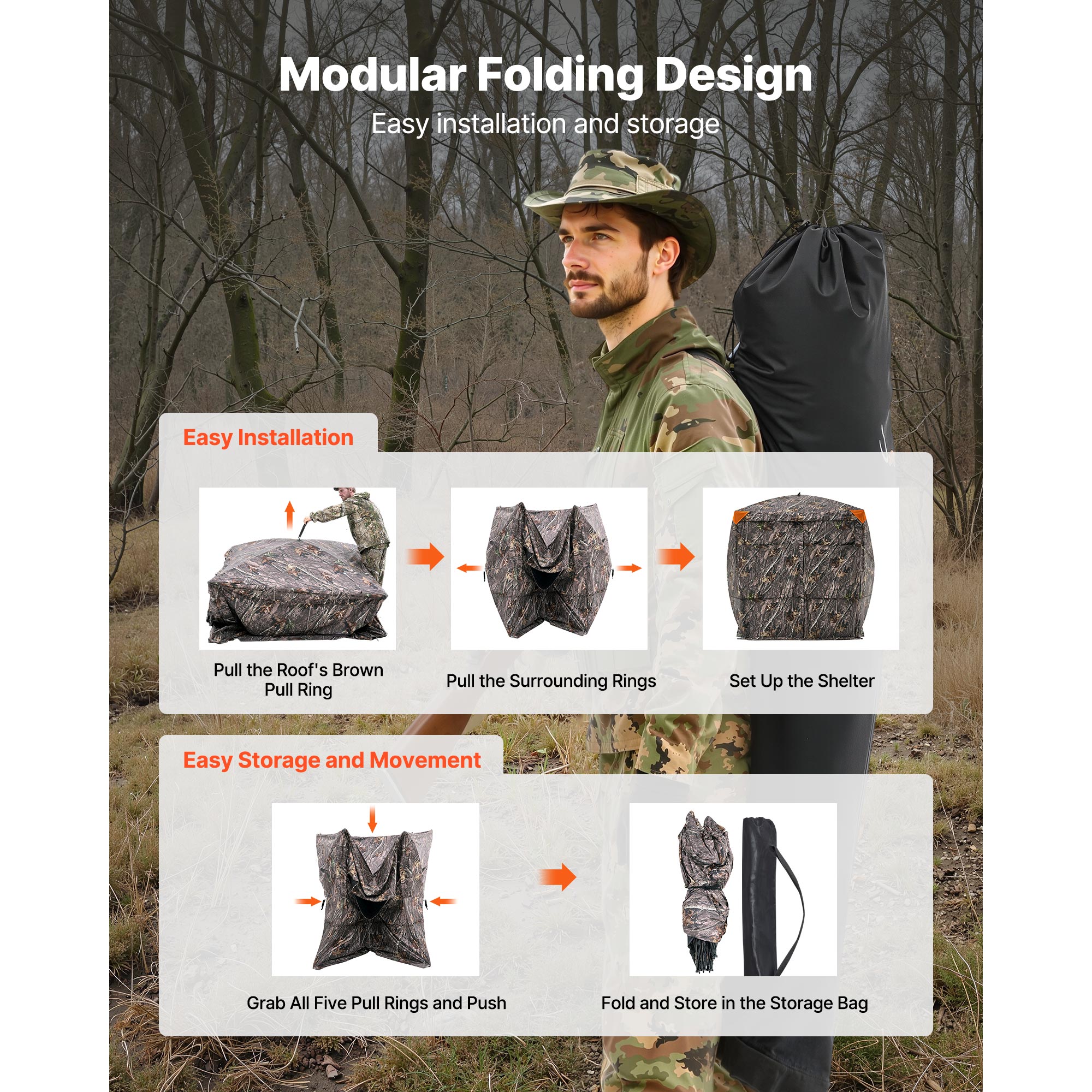 【3点セット】パンテオン6045/ヒーティングトップM/シェルターL VEVOR Hunting Blind 4-5 Person See Through Ground Blinds with