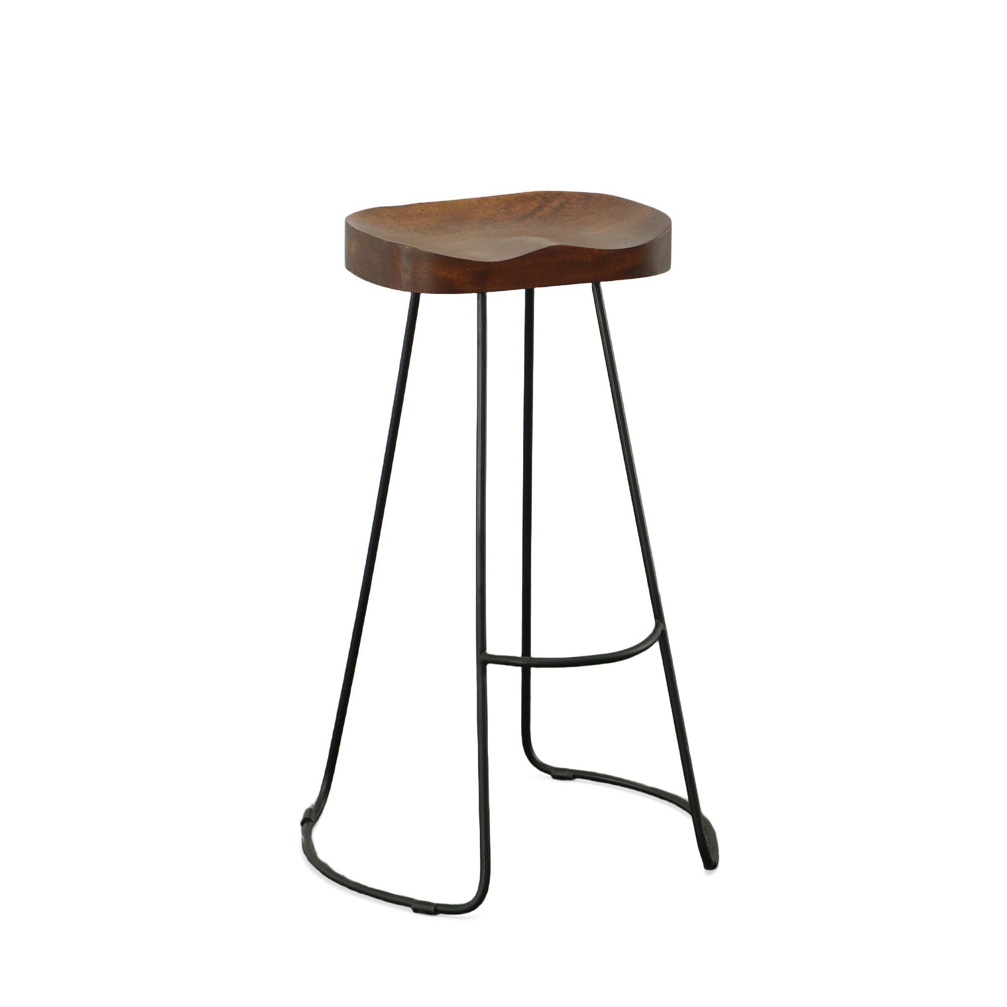 Carolina Cottage CF3011CHETBK Saga Set of 2 Chestnut/Black 25-in H Bar height Saddle Seat Metal Backless Bar Stool
