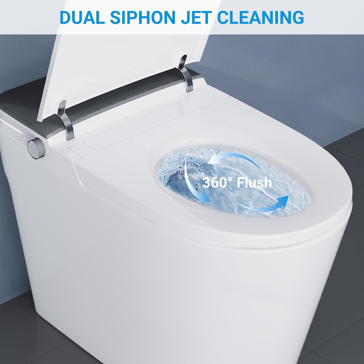 GAOMON Smart Ceramic Bidet Toilet with Foot Activated Flush and Auto ...