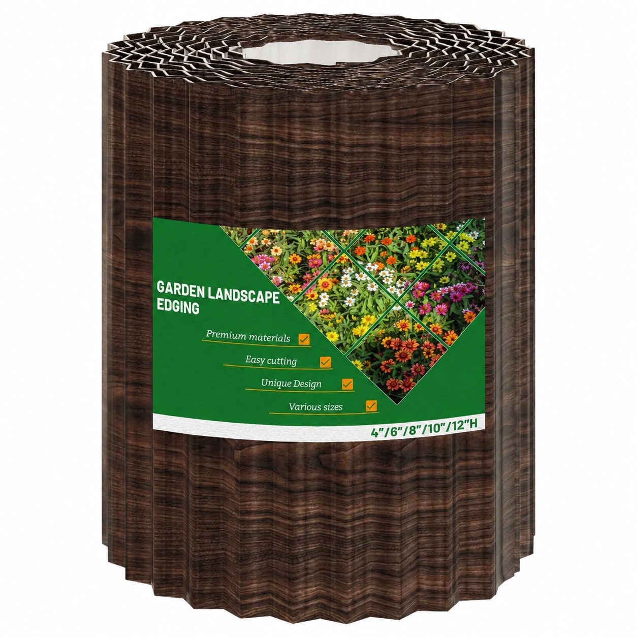 Phyfalip -  Corrugated Metal Garden Edging 12 Inch x 20 Feet Brown Sturdy Flexible Landscape Bord...
