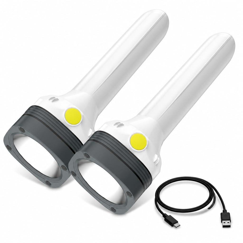 Vrbgify  2 Pack Flashlight Lantern Combo renewable power LED Flashlight with 360 Degree Camping Lantern and Emergency Strobe Compact Light for