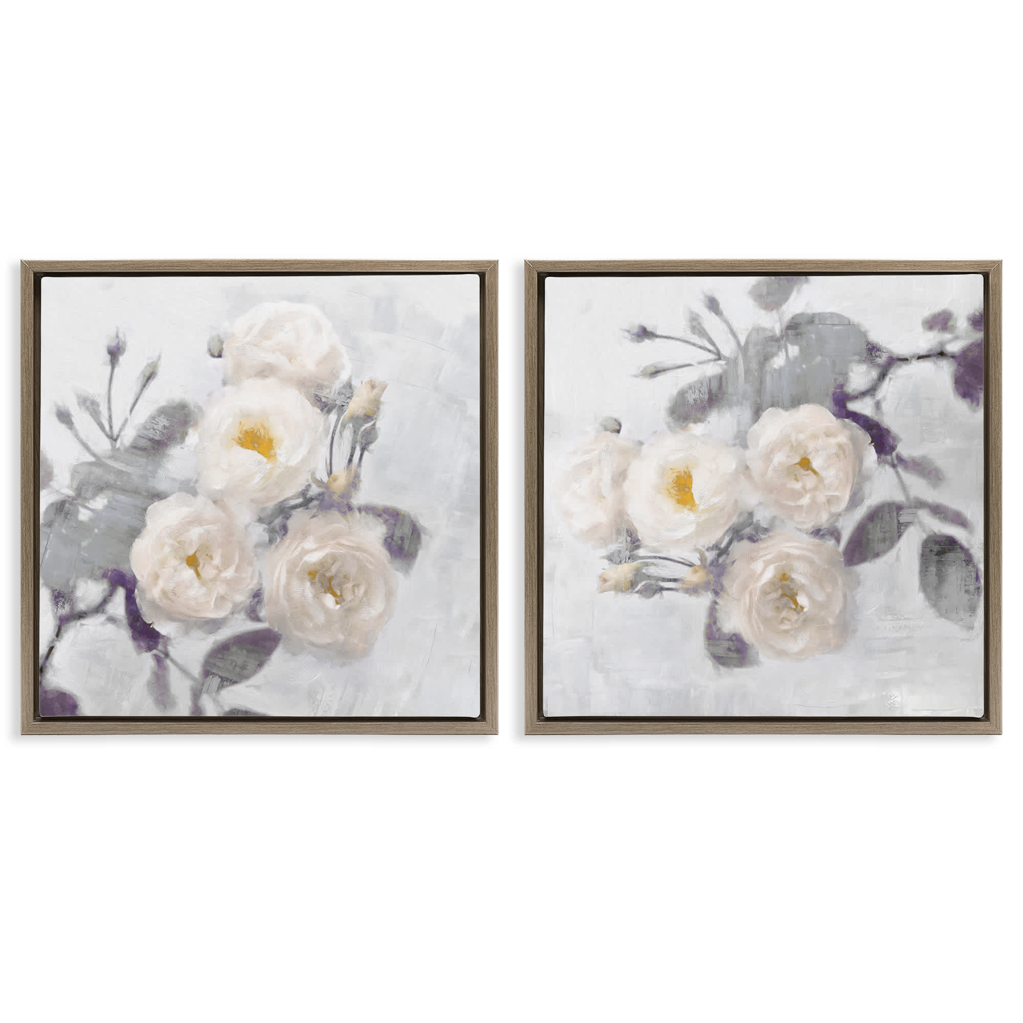 Stupell Industries B2-787-FFE-2PC-24X24 Country Blossoms Bundle 2 Piece Brown Framed Floater Canvas Set By Emily Ford 25 x 25