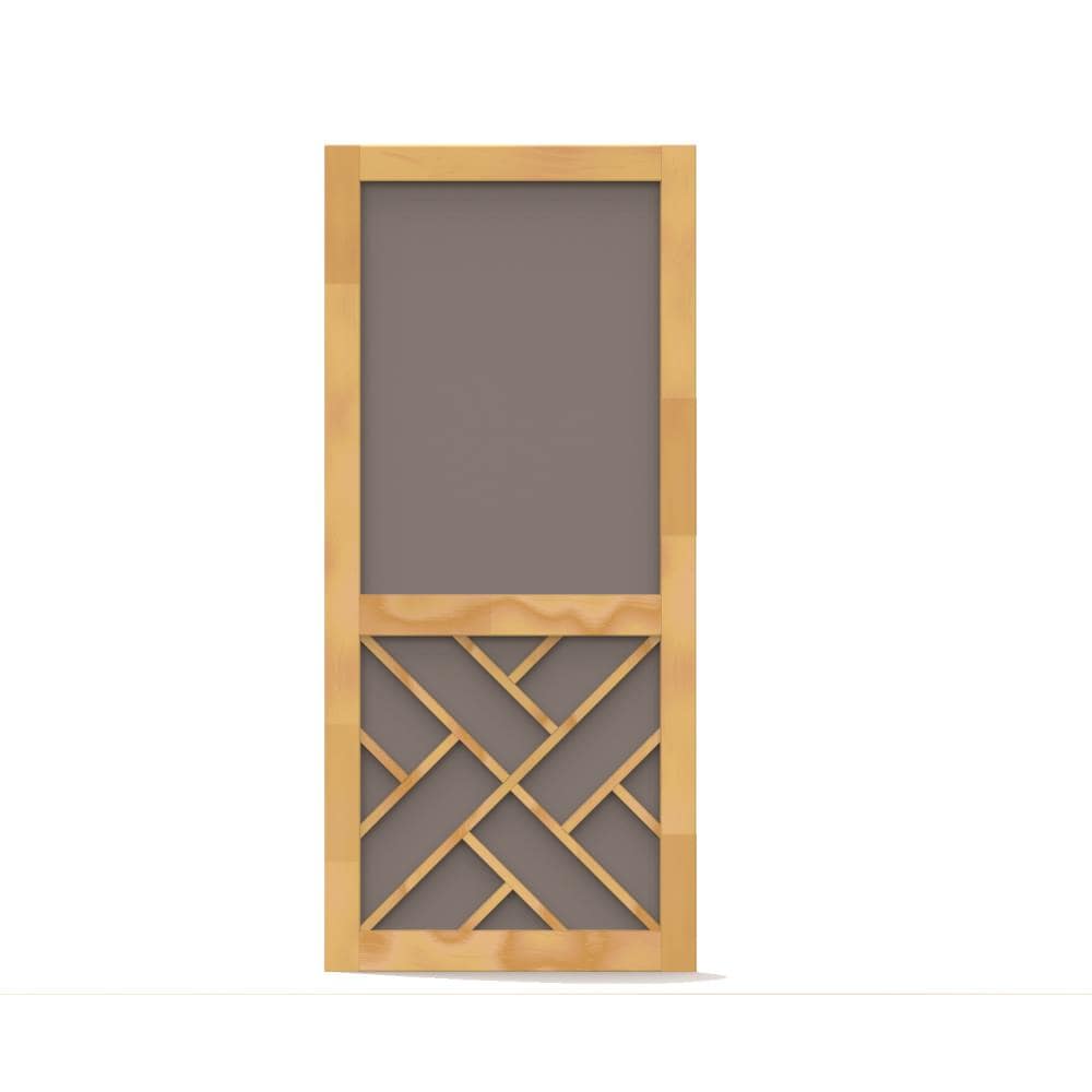 Screen Tight WCND32 Chippendale 32-in x 80-in Finger Joint Wood Hinged Screen Door