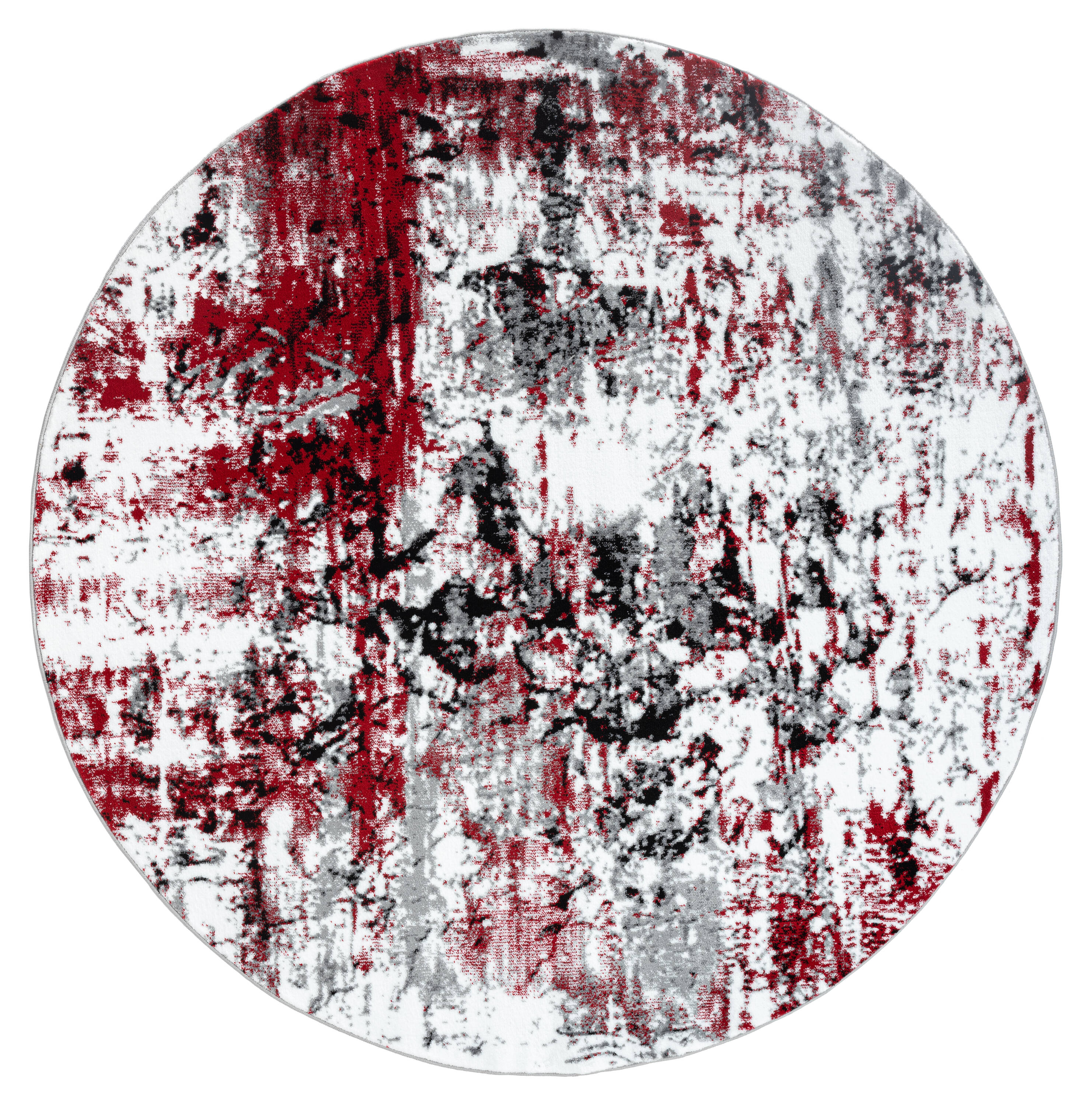 MDA Rugs SM0577 Samos 6 x 6 (ft) White/Red Round Indoor Abstract Area rug