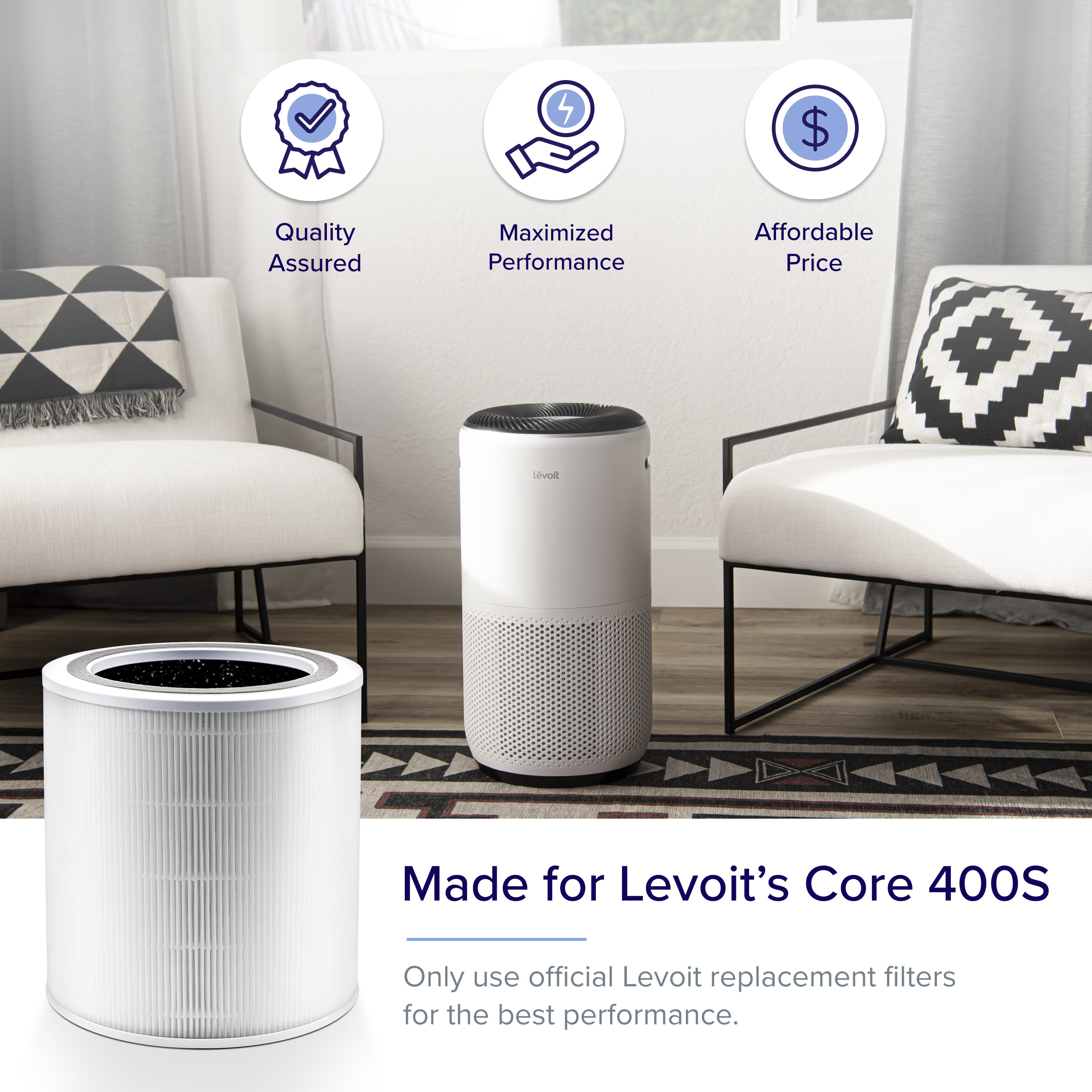 Levoit Levoit 400 True Hepa Air Purifier Filter in the Air Purifier Filters  department at