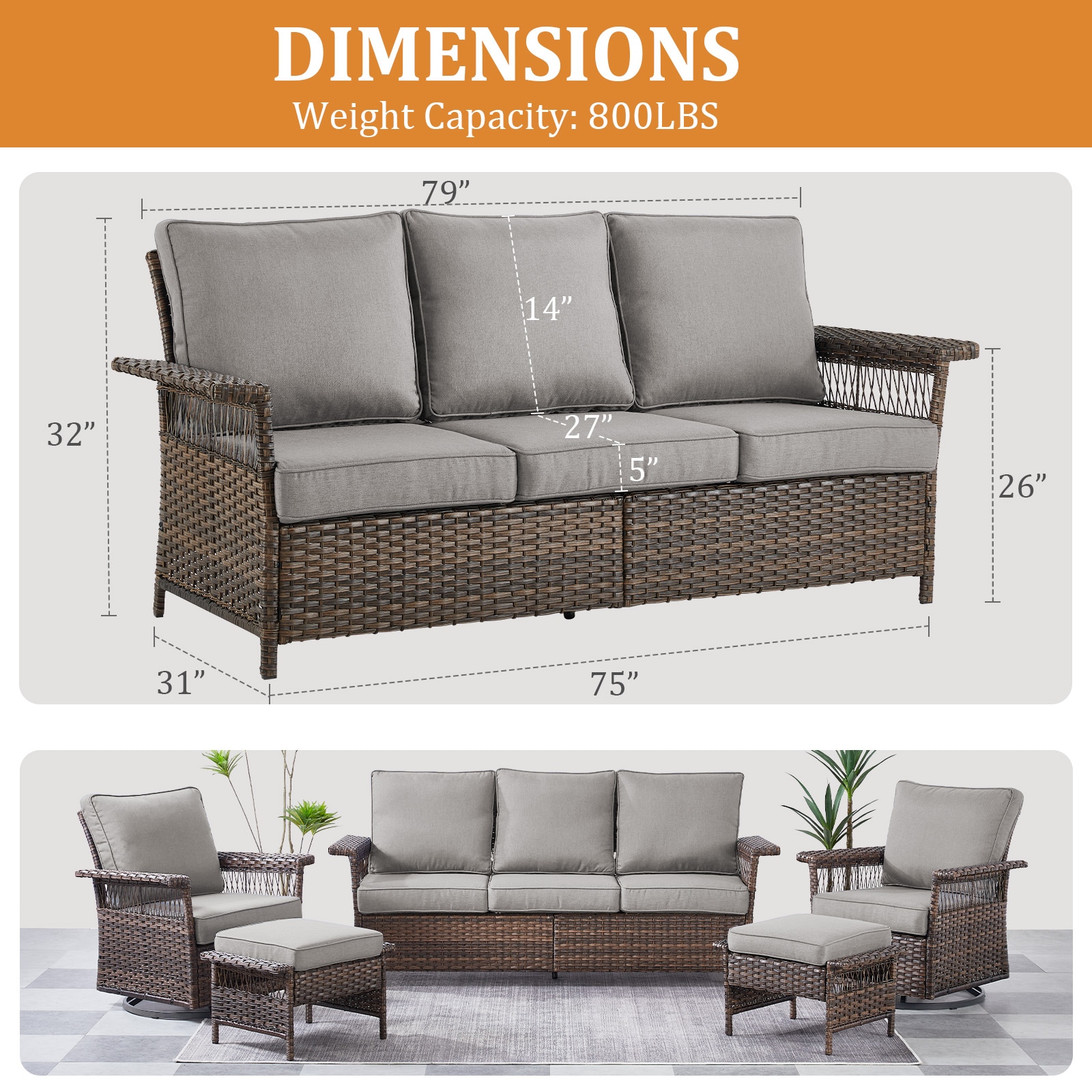 Pocassy PASLBR13-3 Patio-Sofas-Daybeds - View #10