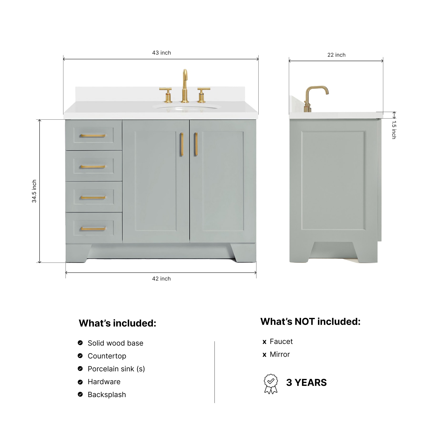 ARIEL Q043SRWQOVOGRY Bath-Vanity-Combo - View #3